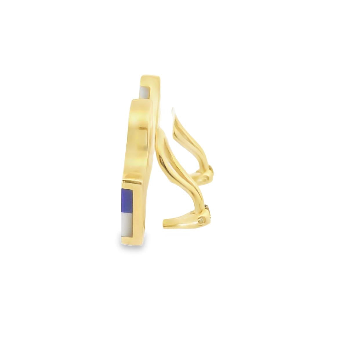 18k Gold  Tiffany & Co Vintage Lapis Lazuli Onyx Earrings Angela Cummings