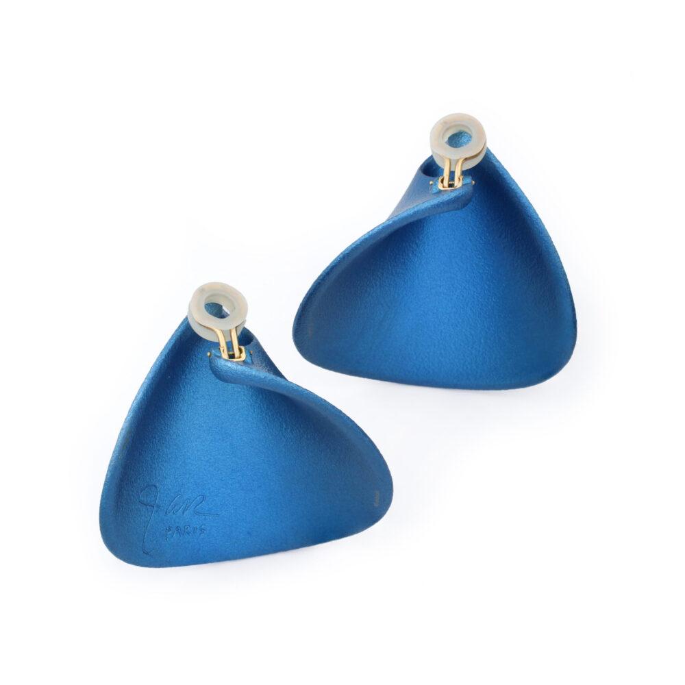JAR Paris Voiles Blue Aluminum Ear Clips, 2010s, view 3