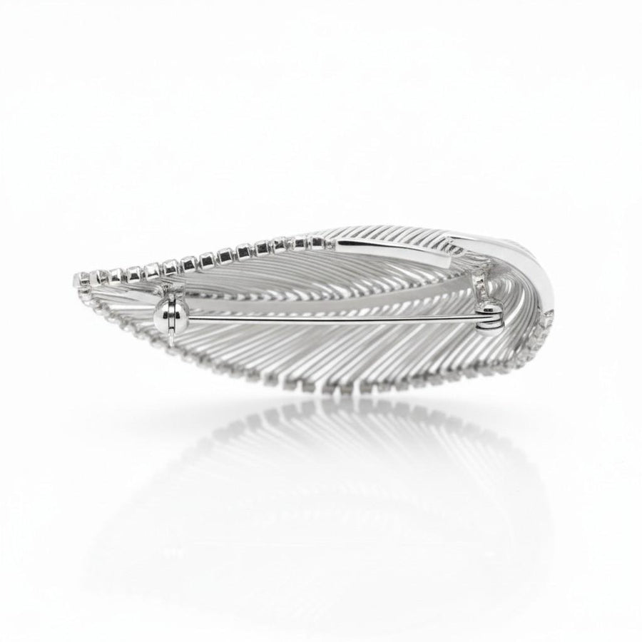 18k White Gold Diamond Leaf Brooch, second view