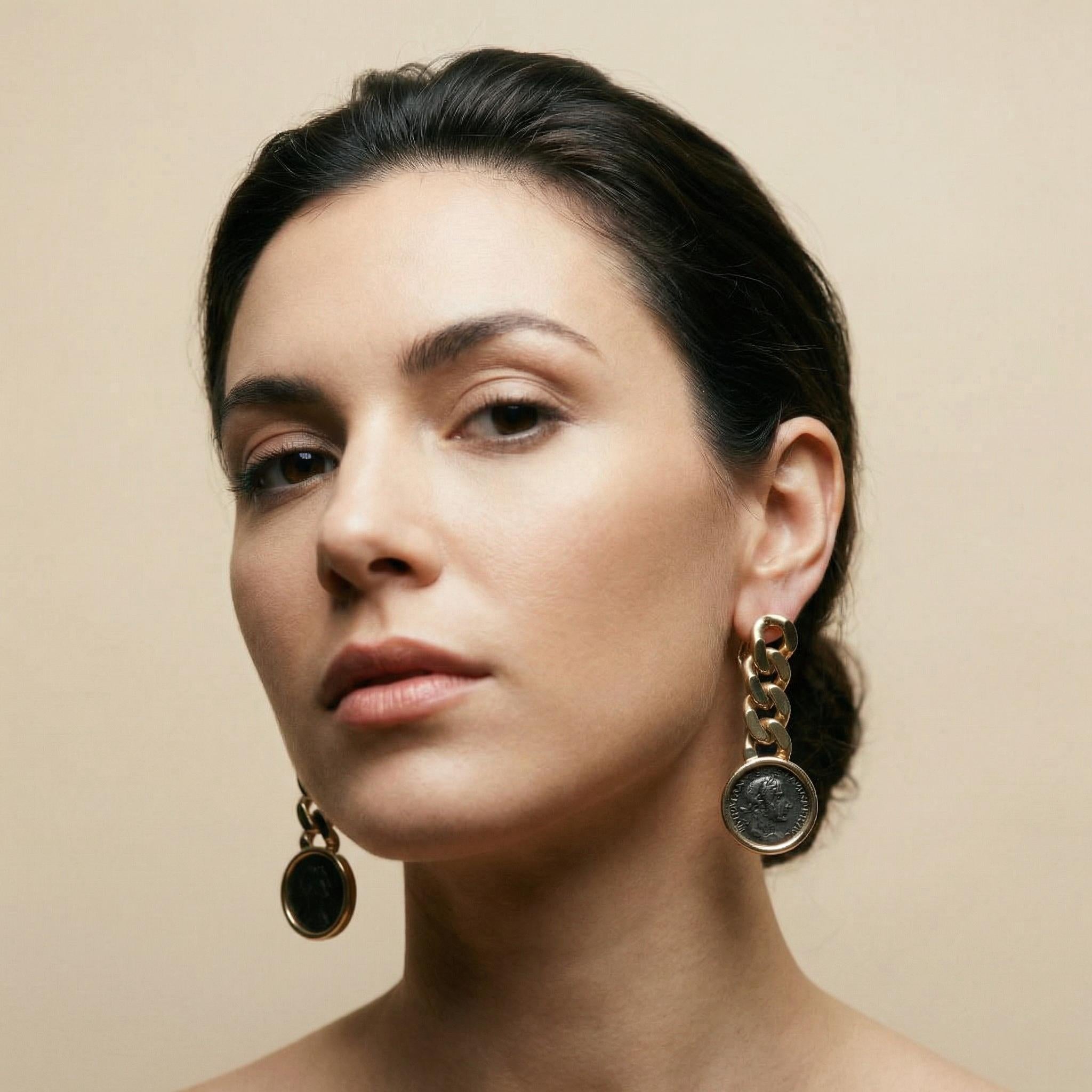 Bulgari “Monete” Ancient Coin Drop Earrings Rome, 1970s