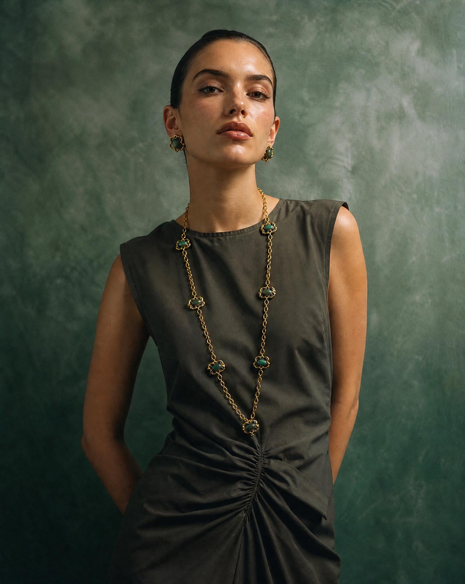 Bulgari Reversible Malachite and Jasper Long Chain Necklace, 1960s