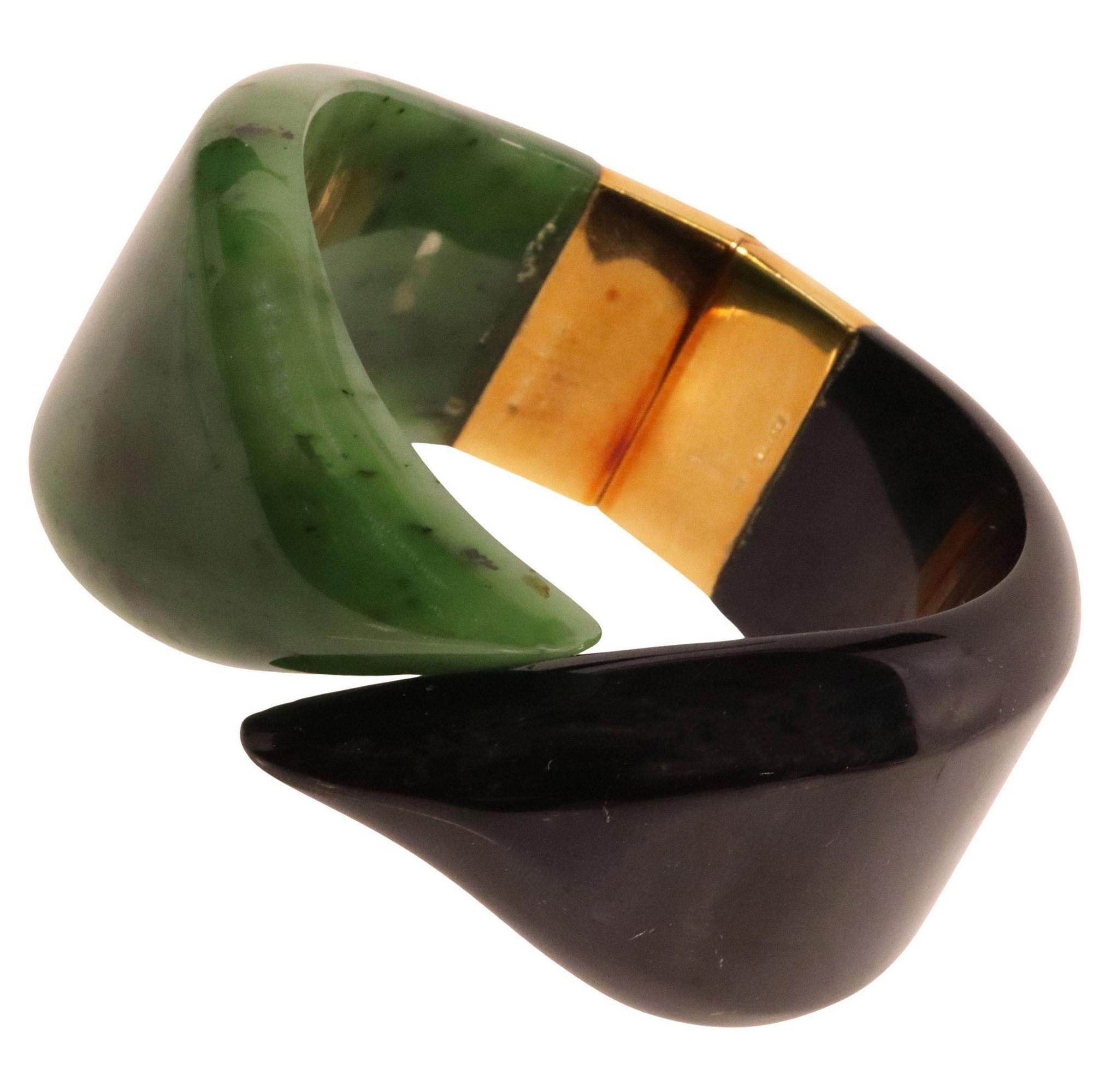 Elsa Peretti for Tiffany & Co. Nephrite and Black Jade Cuff, 1980s