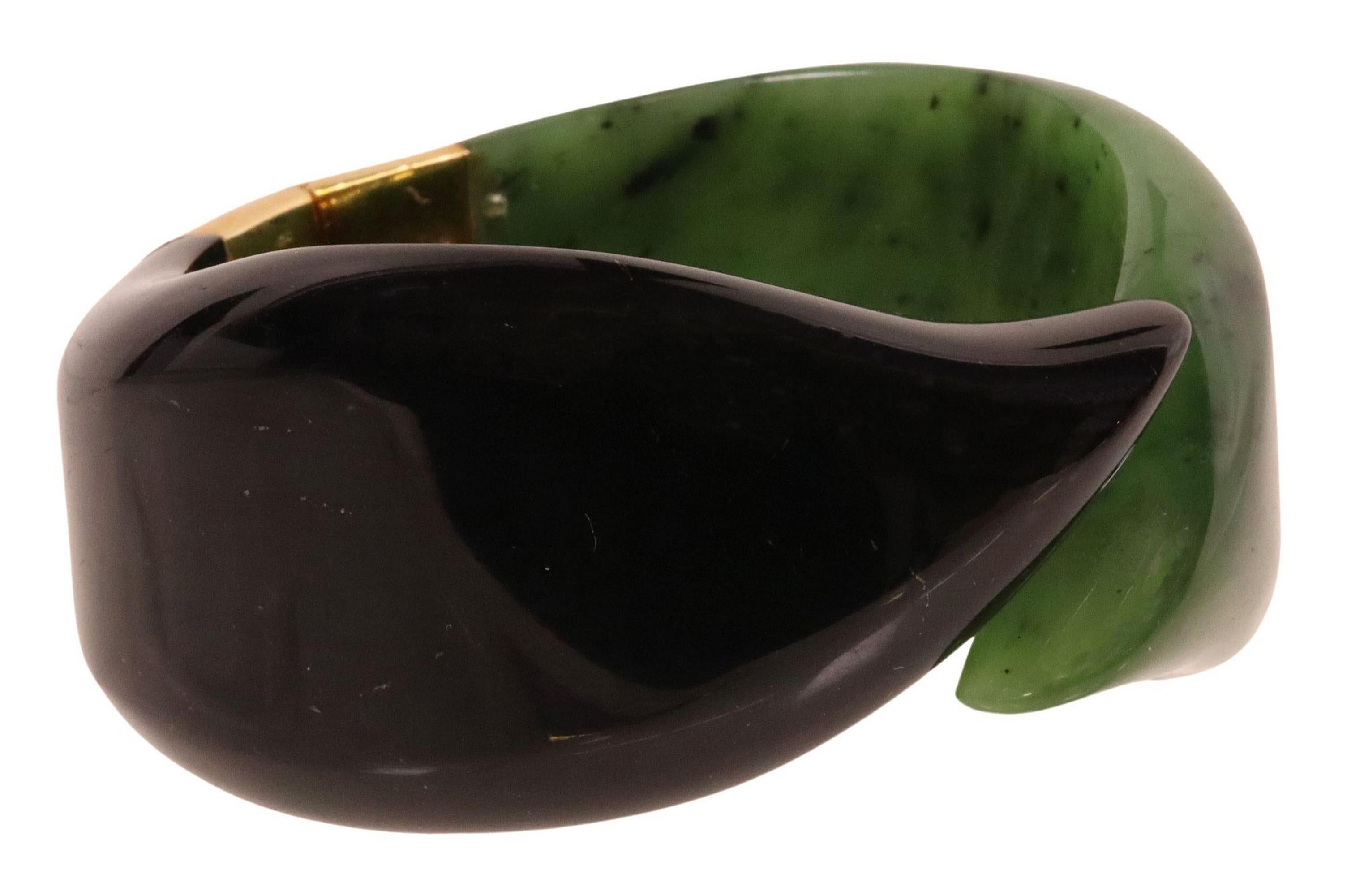 Elsa Peretti for Tiffany & Co. Nephrite and Black Jade Cuff, 1980s
