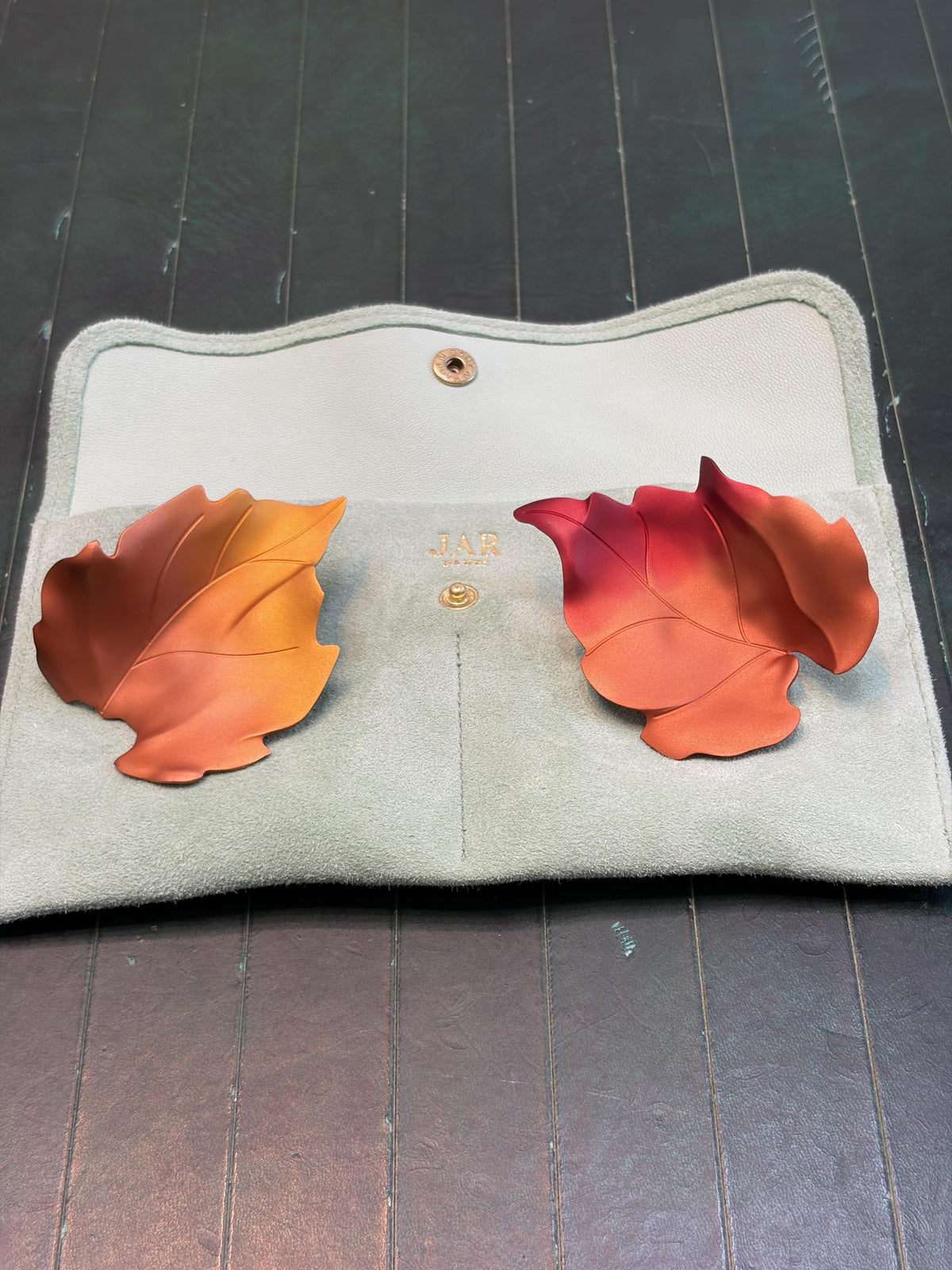 JAR Vine Leaf Earrings in Aluminum, 2010s, view 3