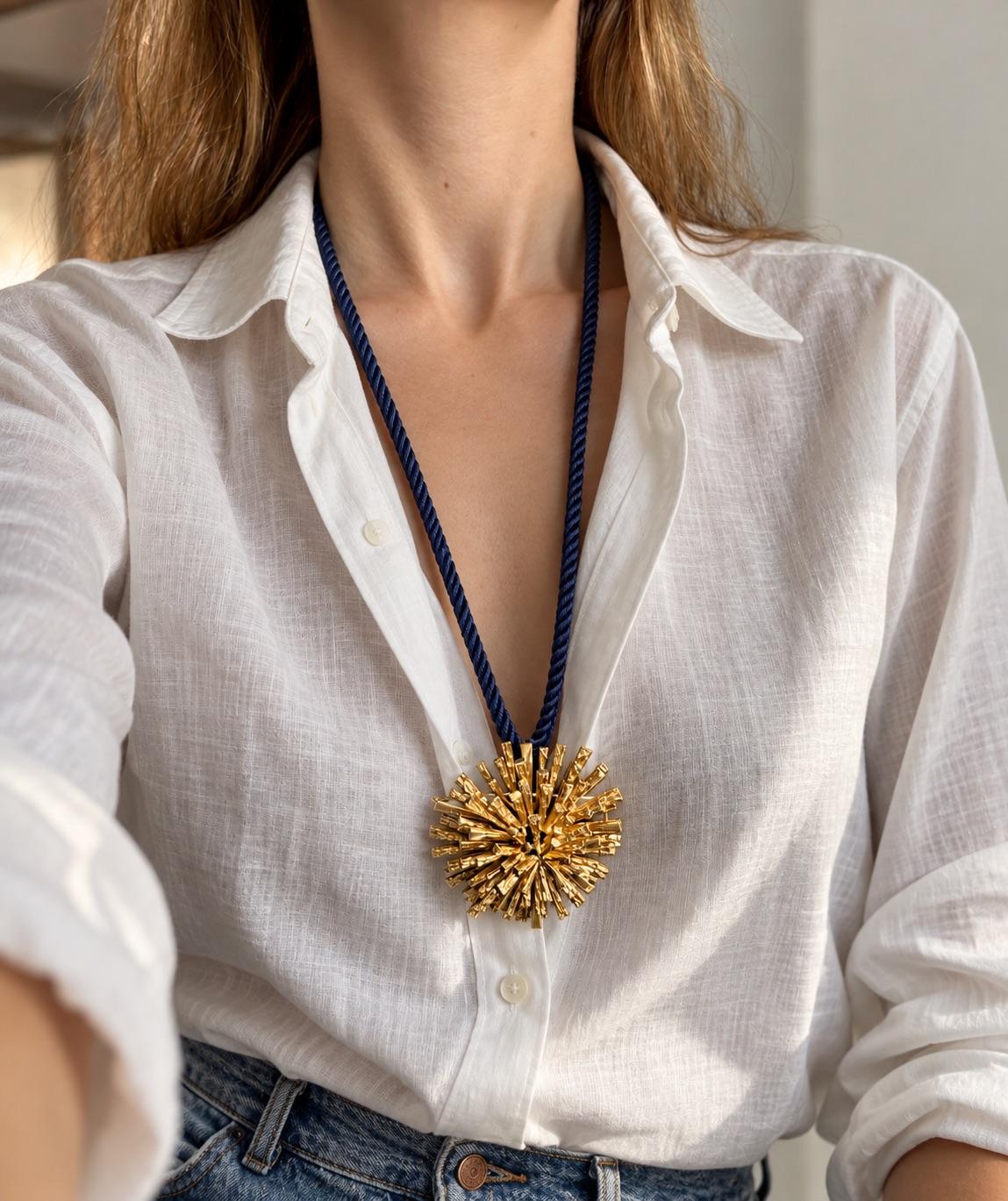 Tiffany & Co. 18K Gold Sunburst Pendant Brooch