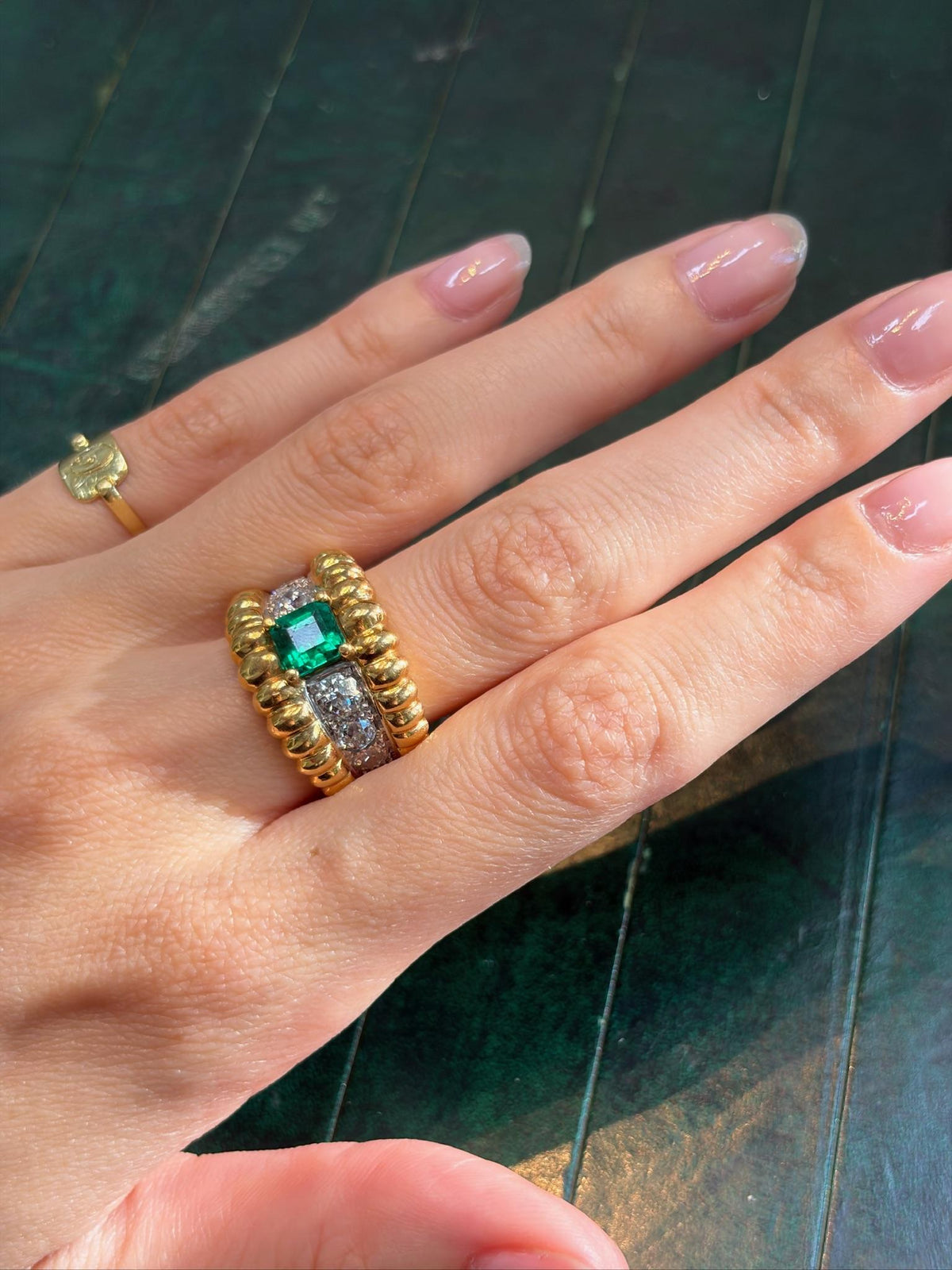 Boucheron Paris Emerald and Diamond Gold Ring
