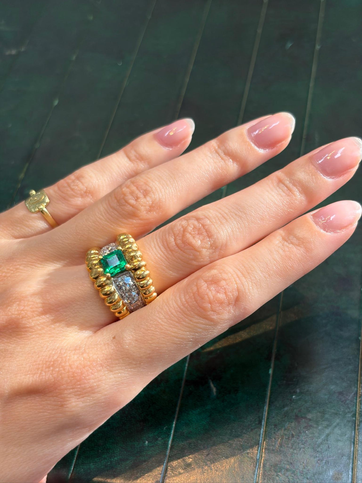 Boucheron Paris Emerald and Diamond Gold Ring
