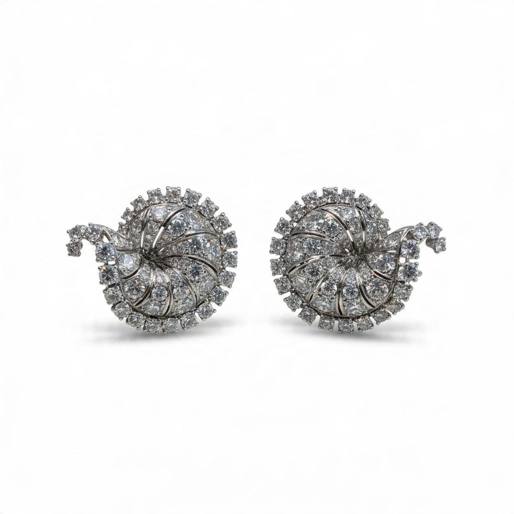 Chaumet Platinum and Diamond Swirl Earrings