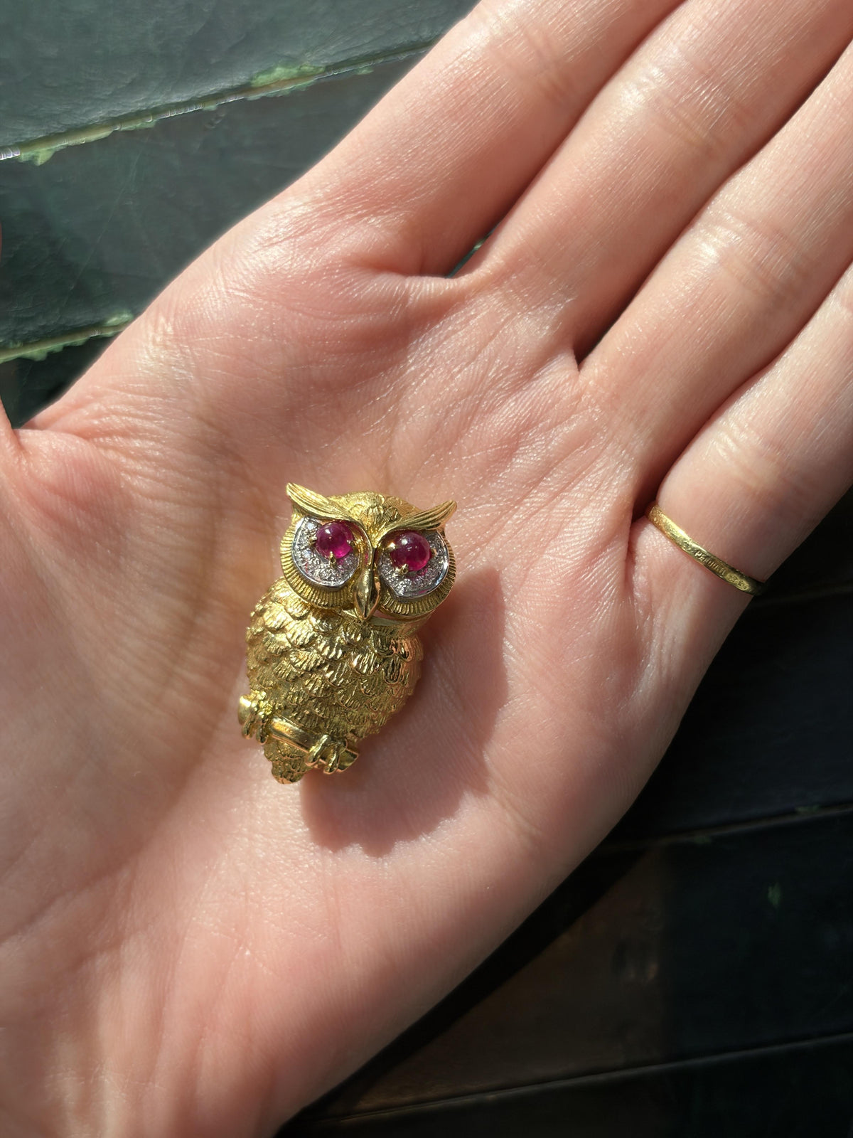 Cartier New York Ruby and Diamond Owl Brooch, view 2