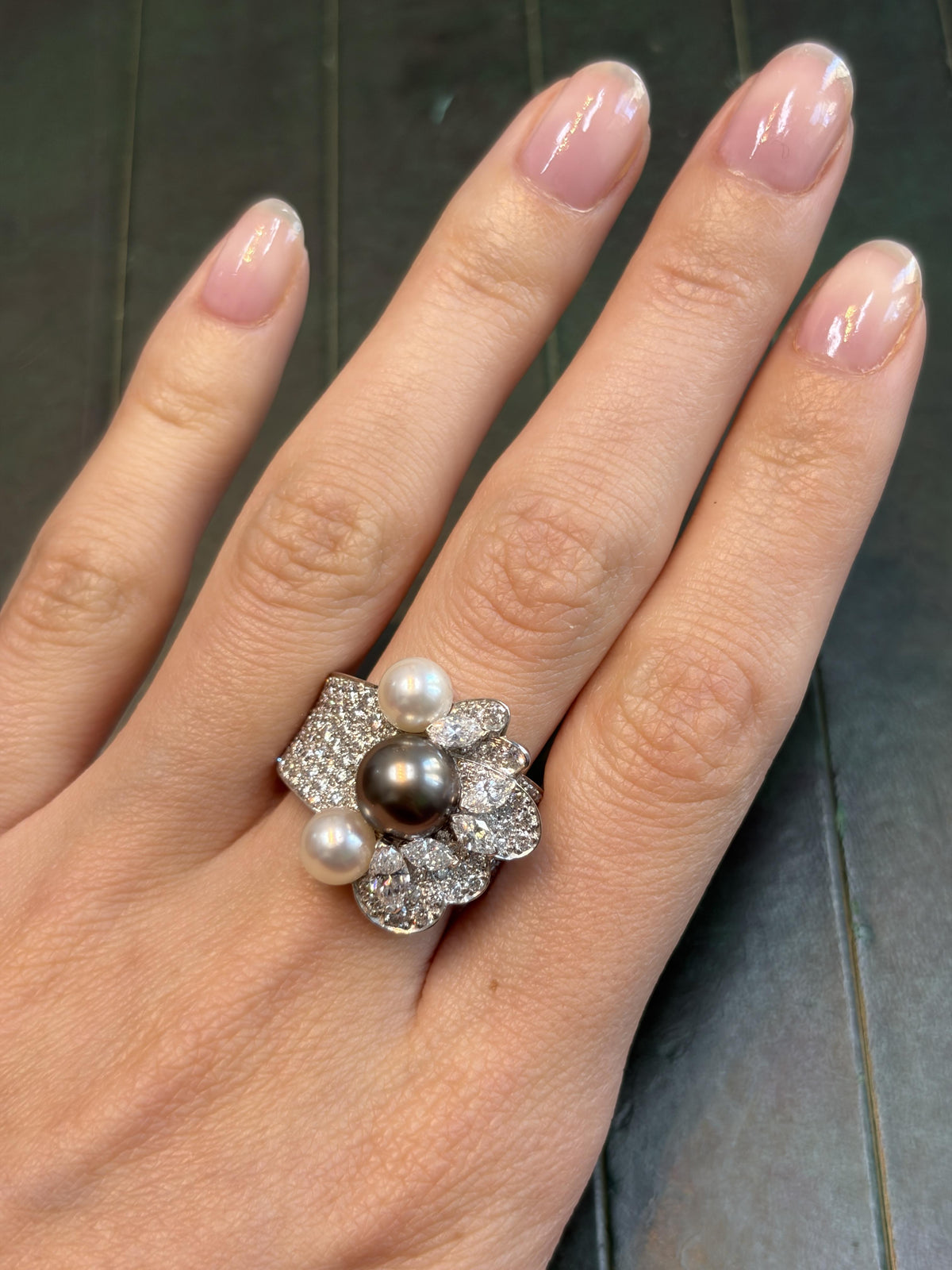 Van Cleef & Arpels Pearl and Diamond Ring