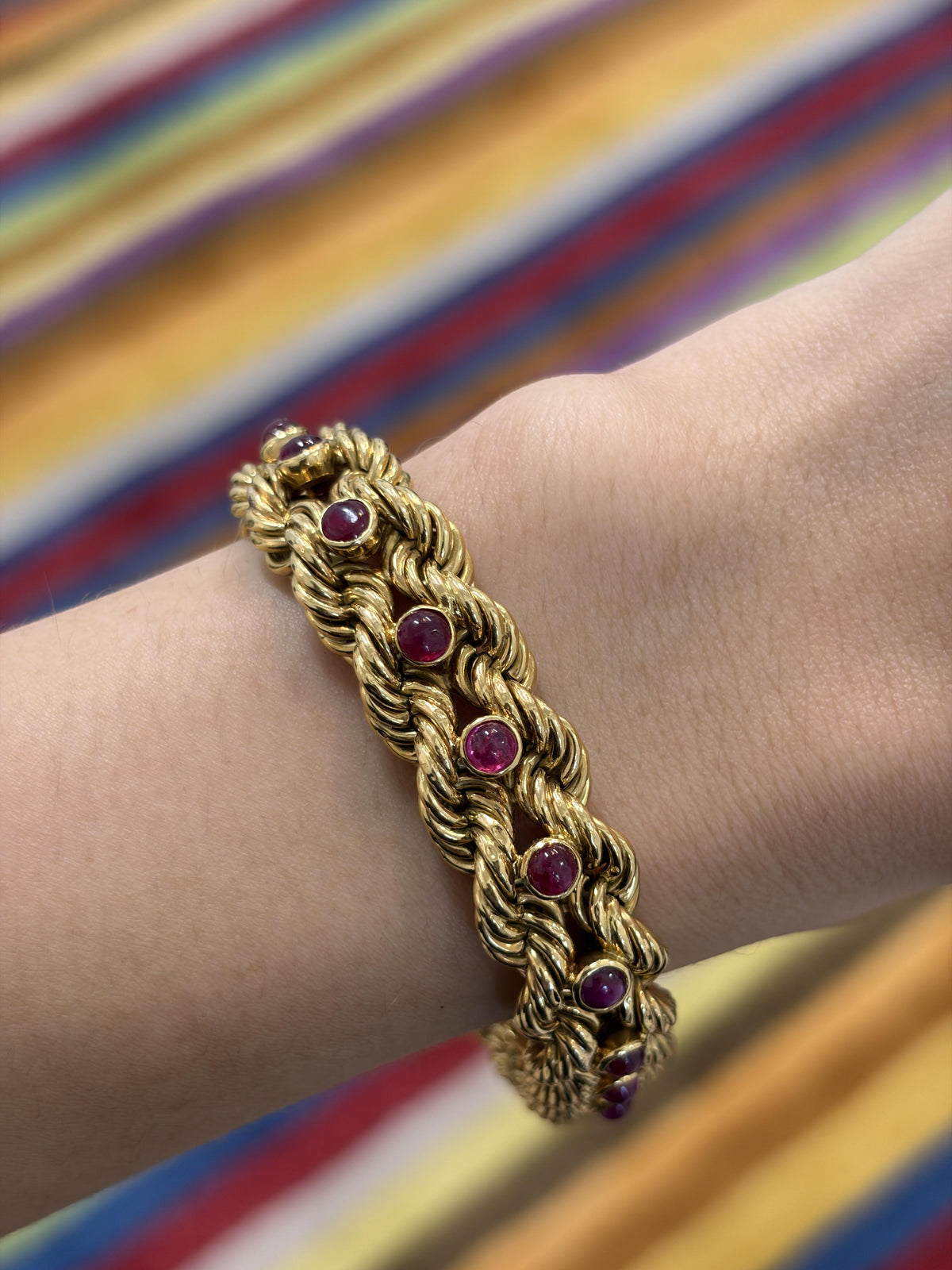 Van Cleef & Arpels Cabochon Ruby and 18K Gold Bracelet