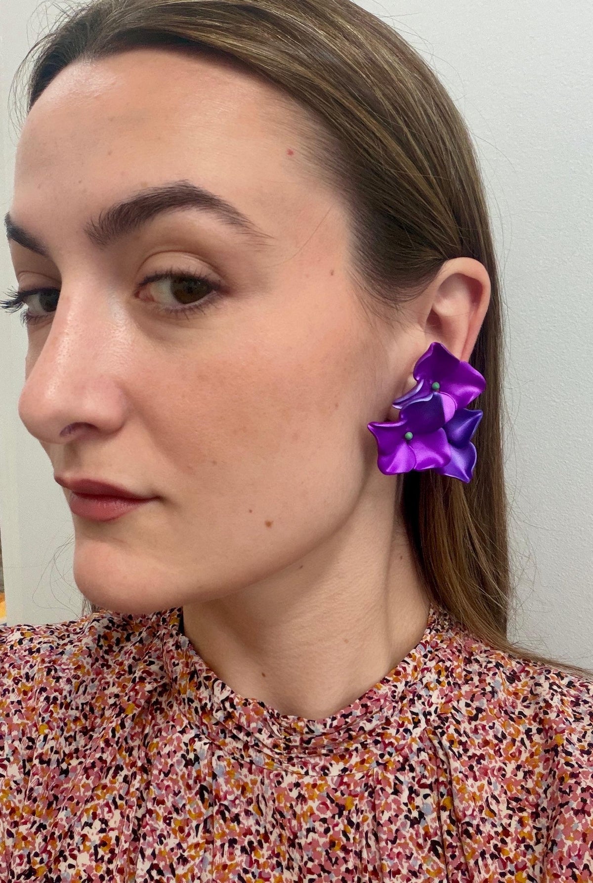 JAR Hydrangea Bicolor Aluminum Earrings, 2010s, view 3