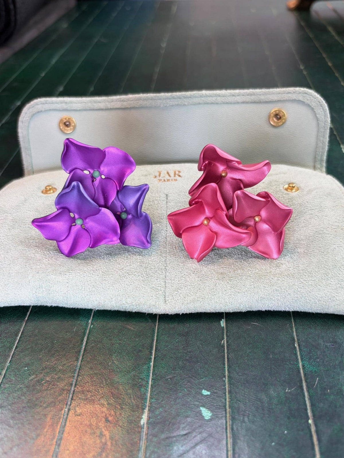 JAR Bicolor Aluminum Hydrangea Earrings, view 2