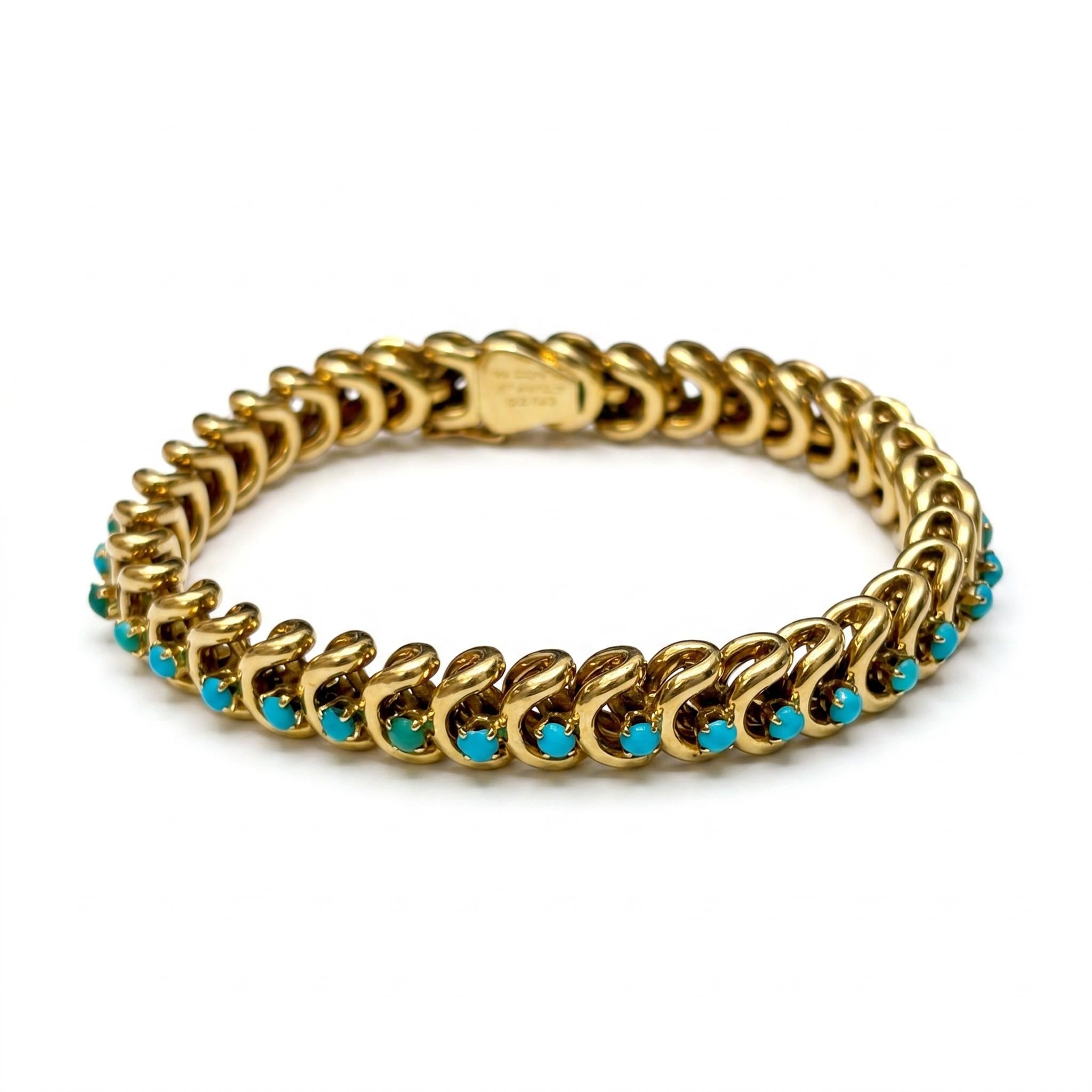 Van Cleef & Arpels Turquoise and Gold Bracelet by Georges Lenfant