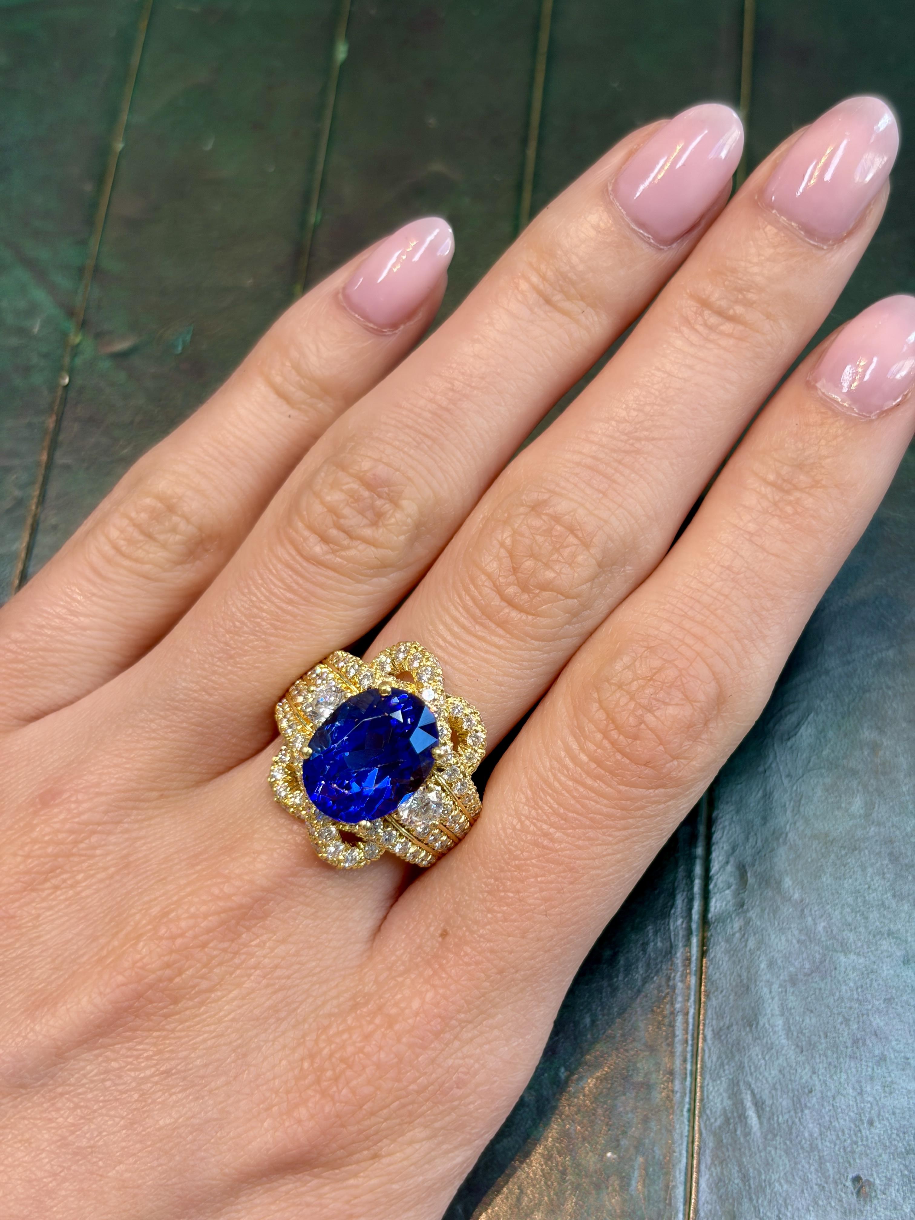 1980 Henry Dunay Tanzanite and Diamond Ring