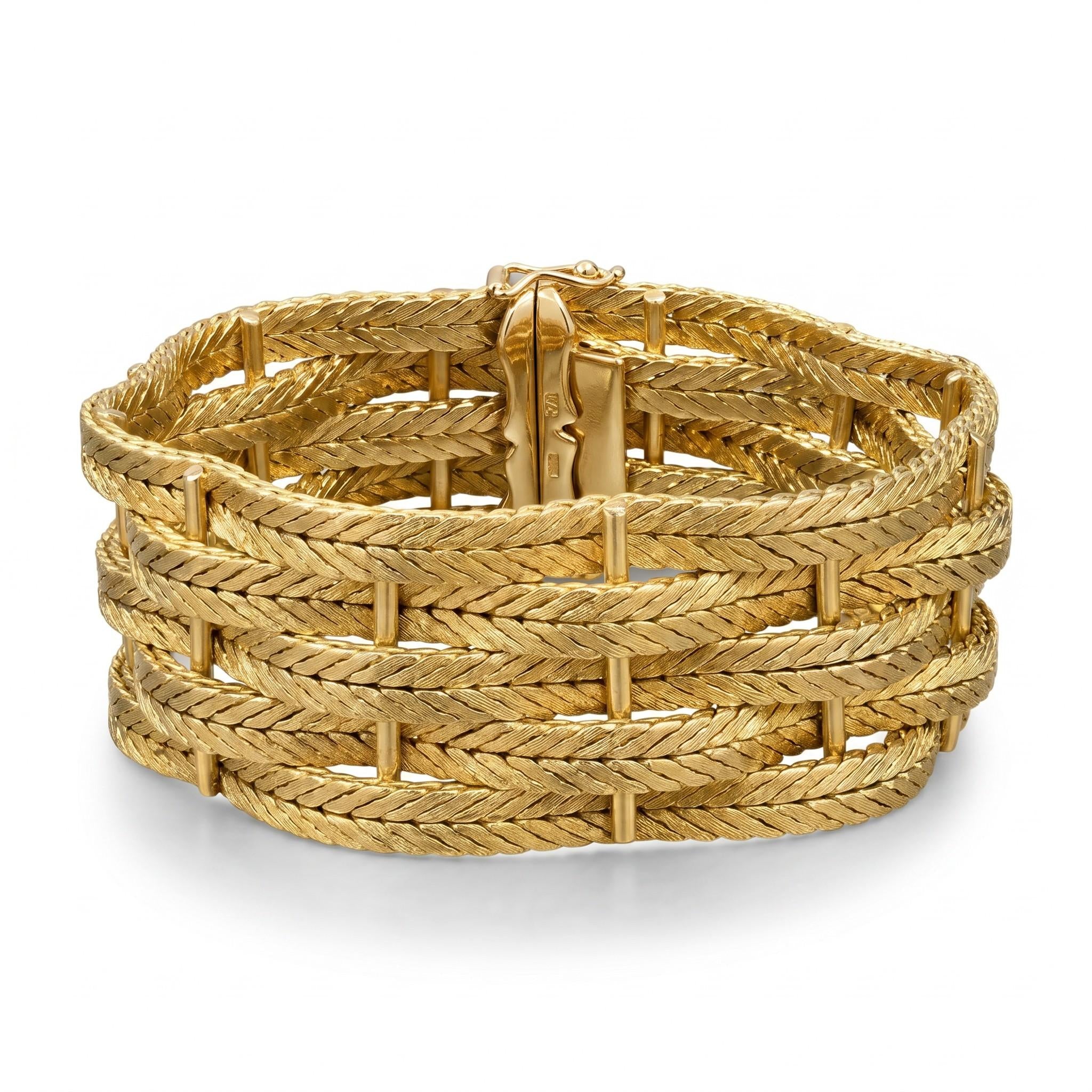 18K Yellow Gold Italian 1960's Woven Braided Bracelet