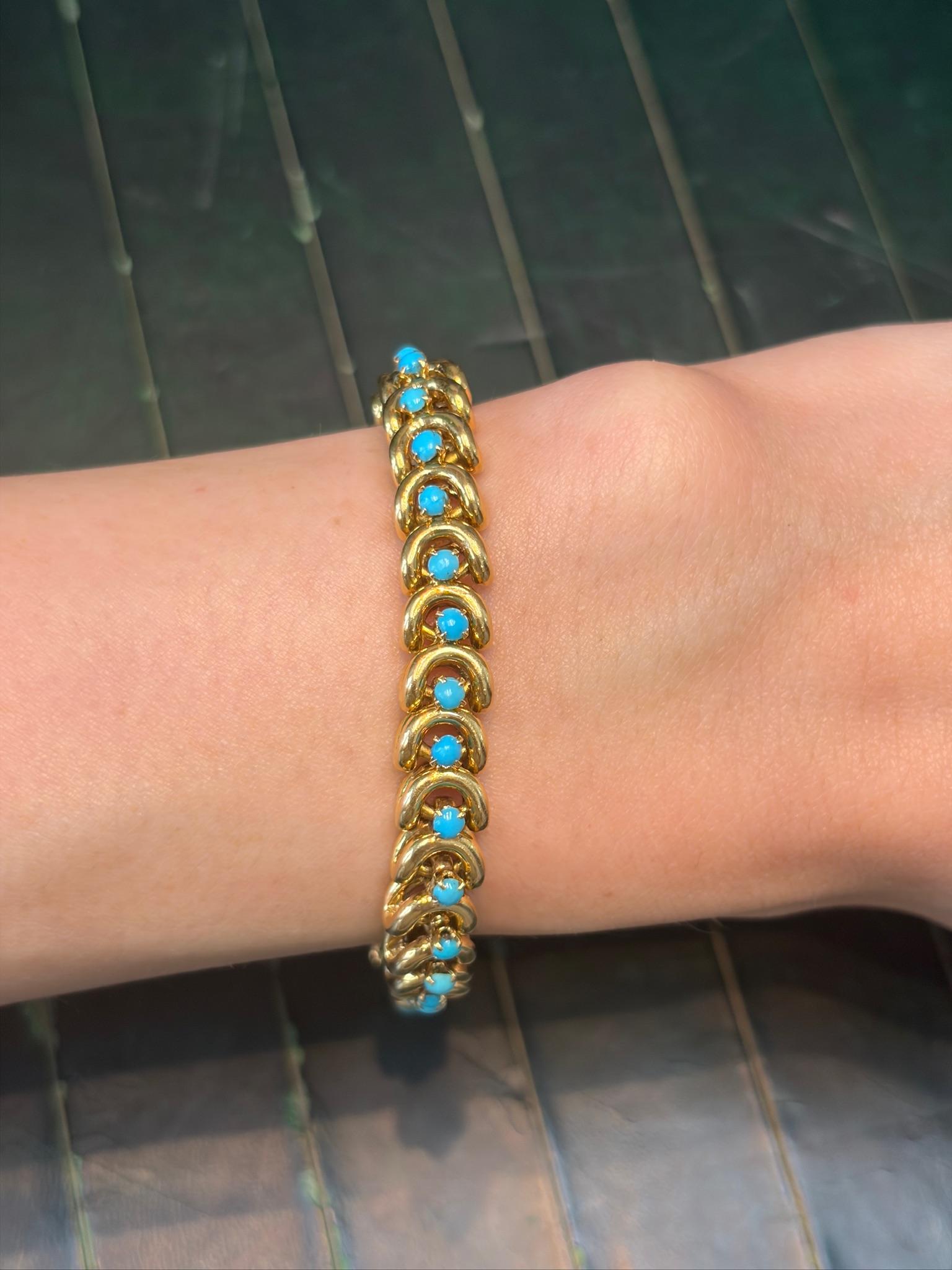 Van Cleef & Arpels Turquoise and Gold Bracelet by Georges Lenfant