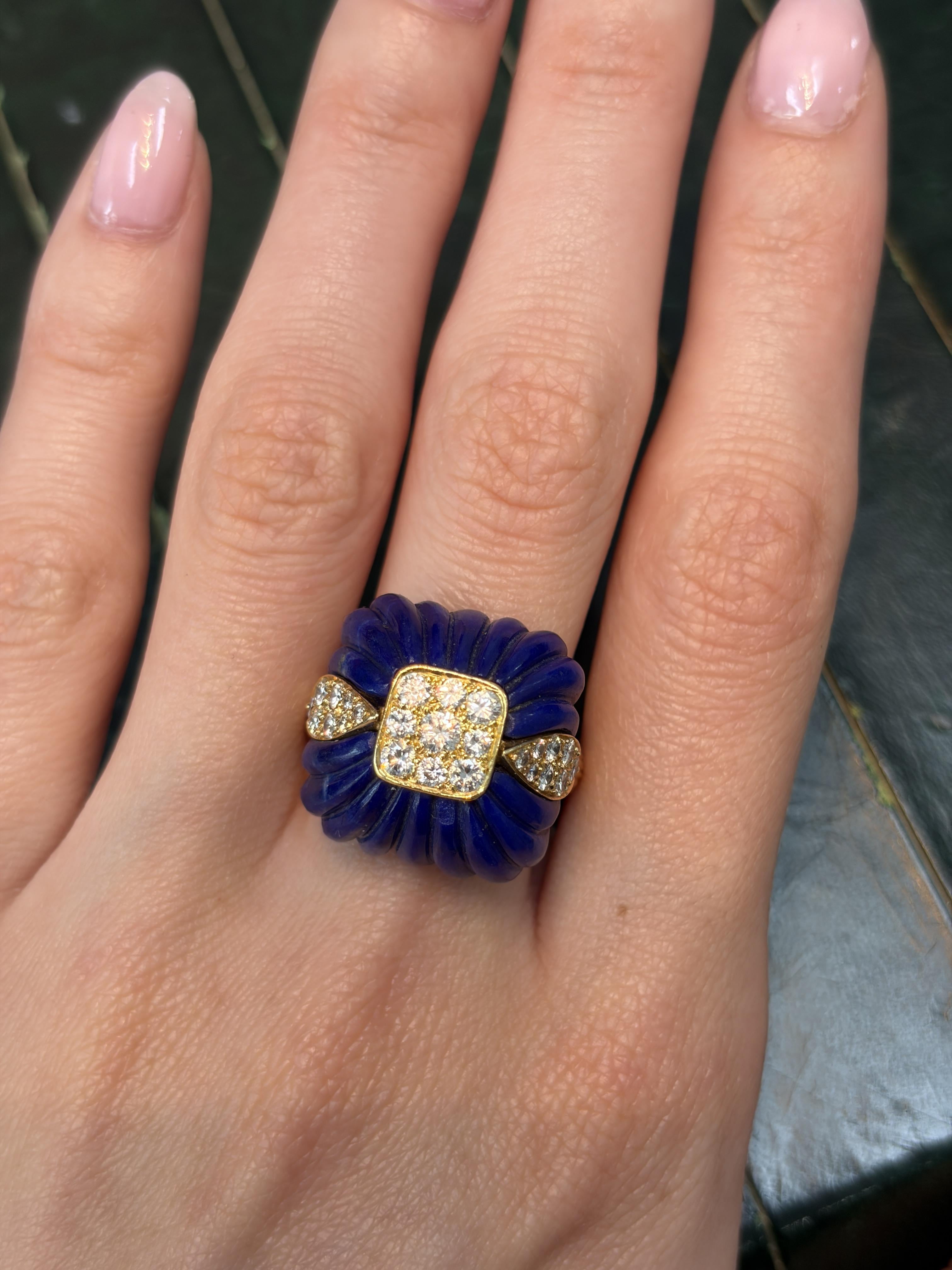 1970s Van Cleef & Arpels Lapis Lazuli and Diamond Ring