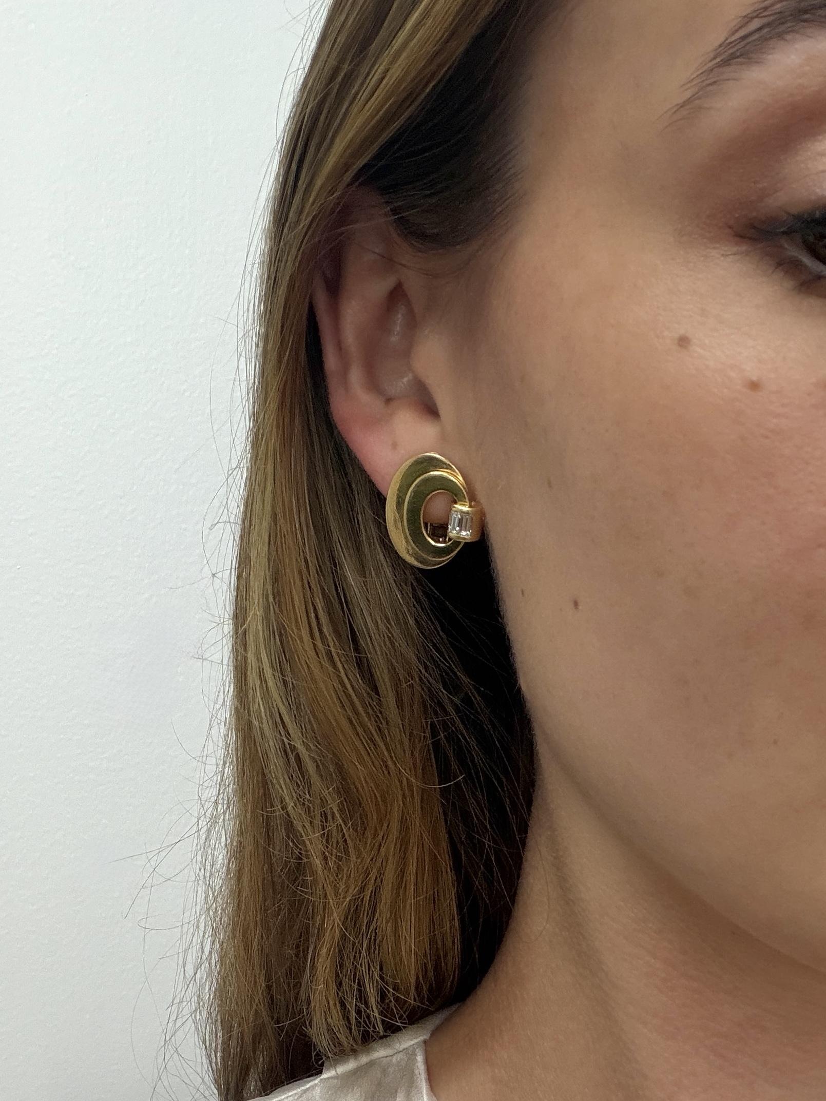 18K Gold Bulgari Elliptic Diamond Earrings