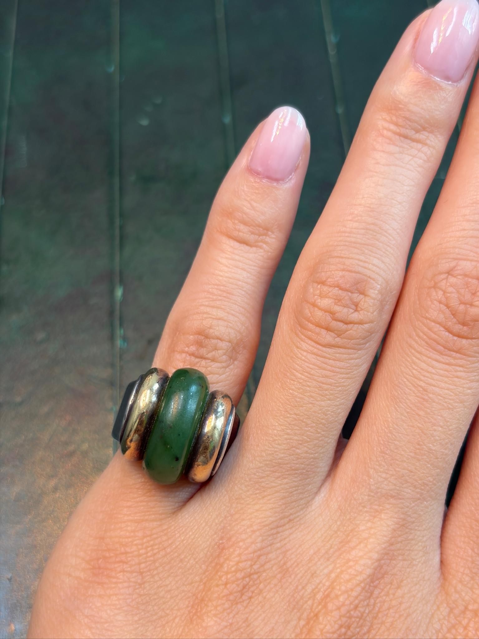 Puiforcat Jade and Silver Ring | Circa 1930s