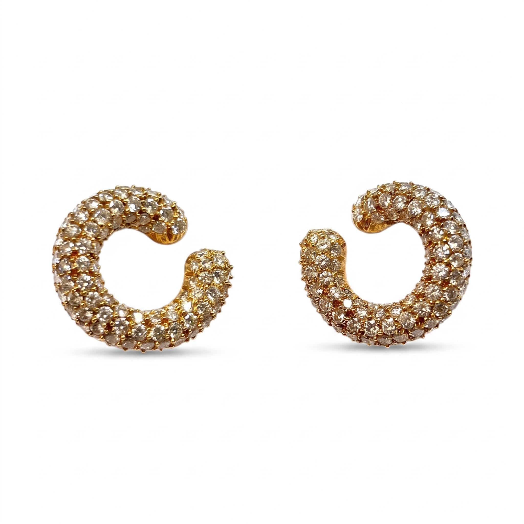 Diamond Hoop Earrings 18K Yellow Gold