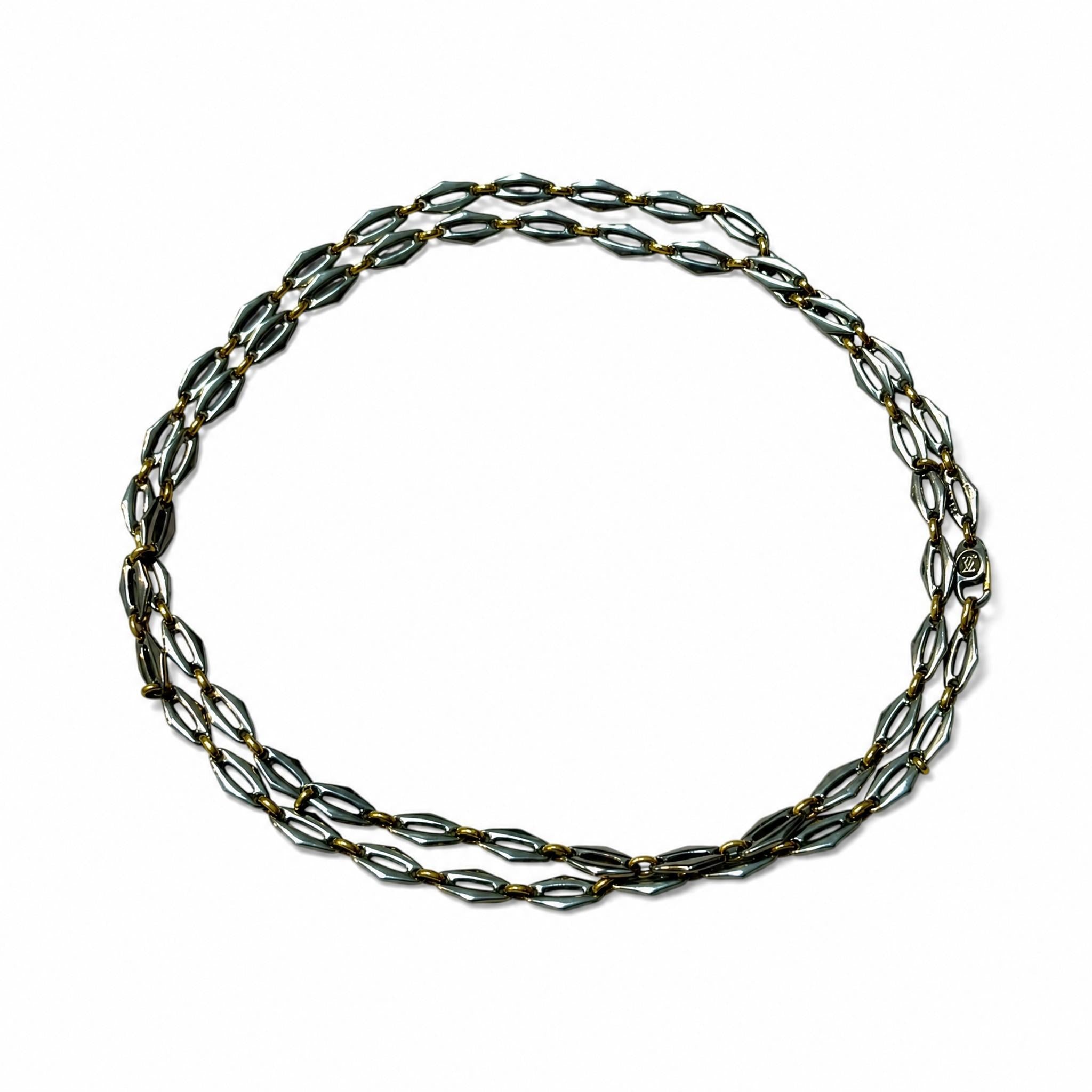 Cartier Steel & 18K Gold Long Link Necklace