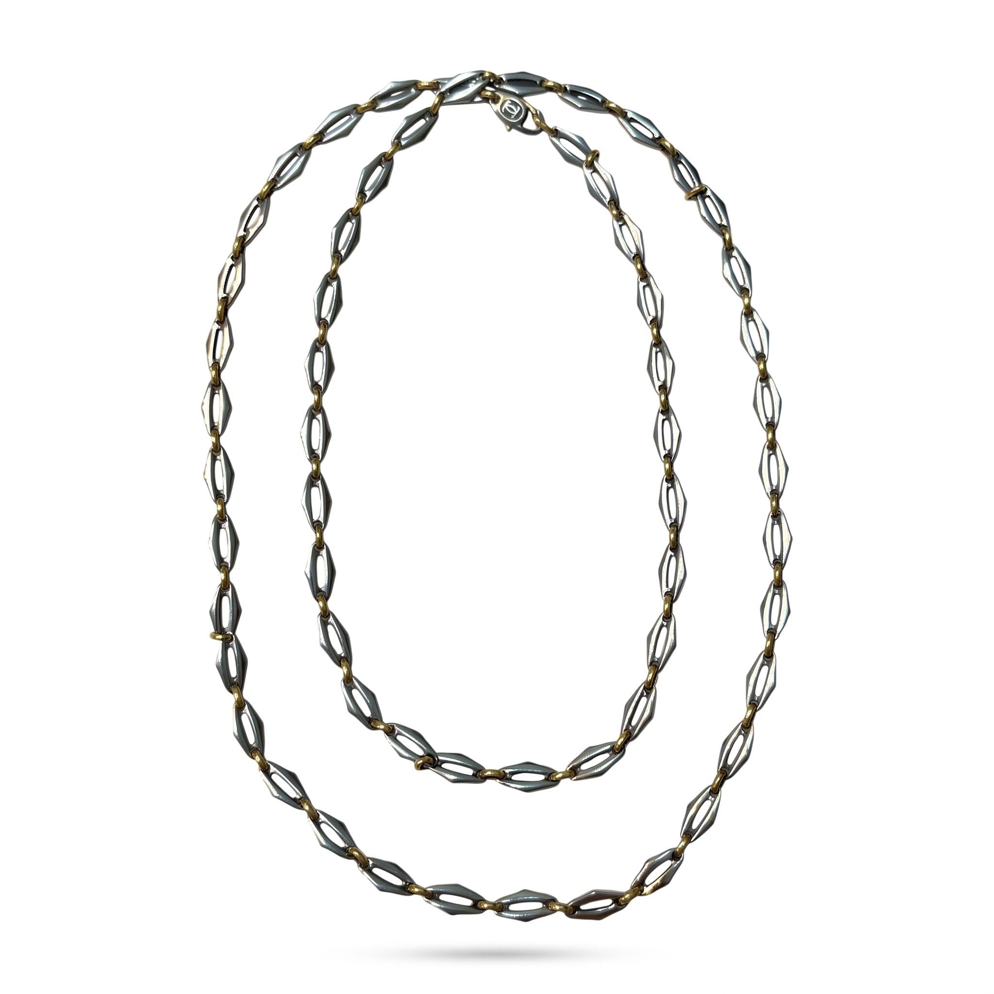 Cartier Steel & 18K Gold Long Link Necklace