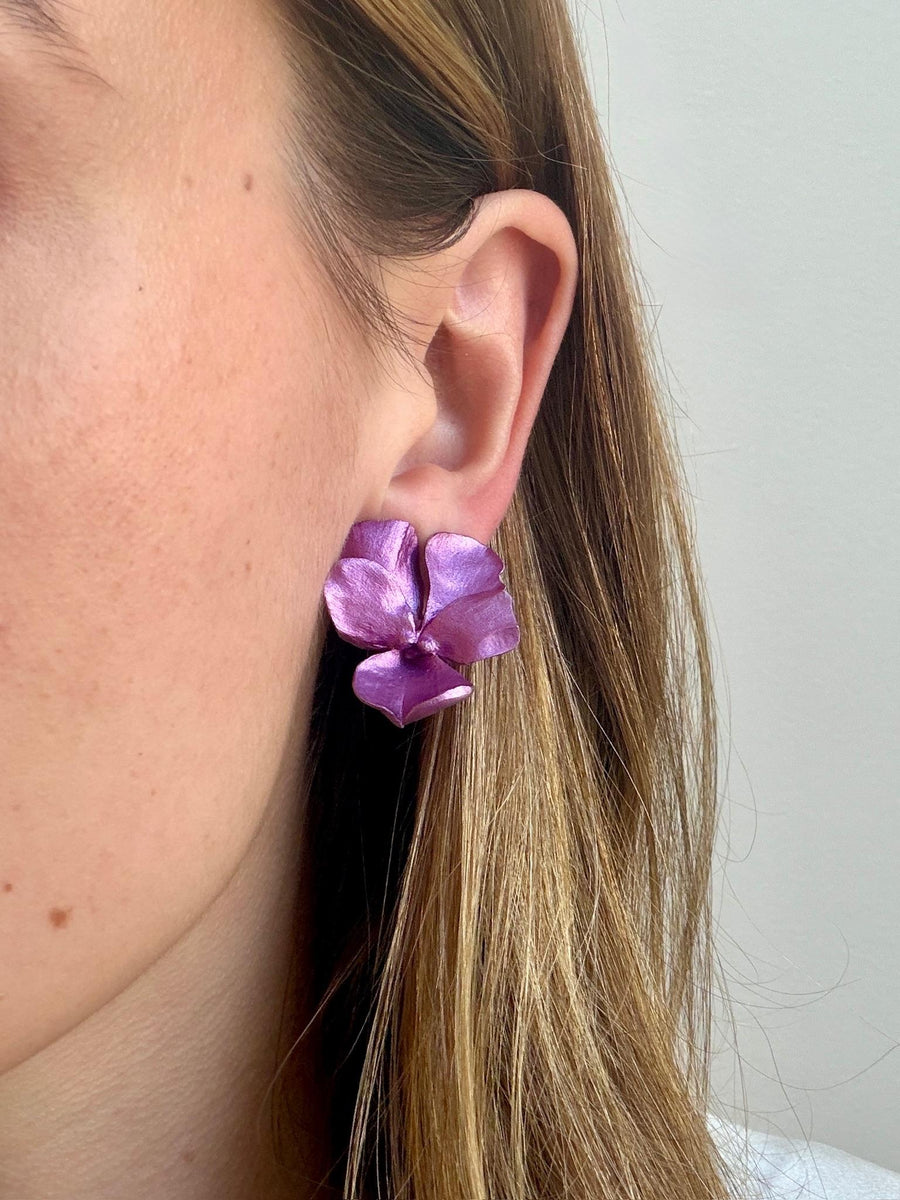 JAR Violet Aluminum Pansy Earrings, second view