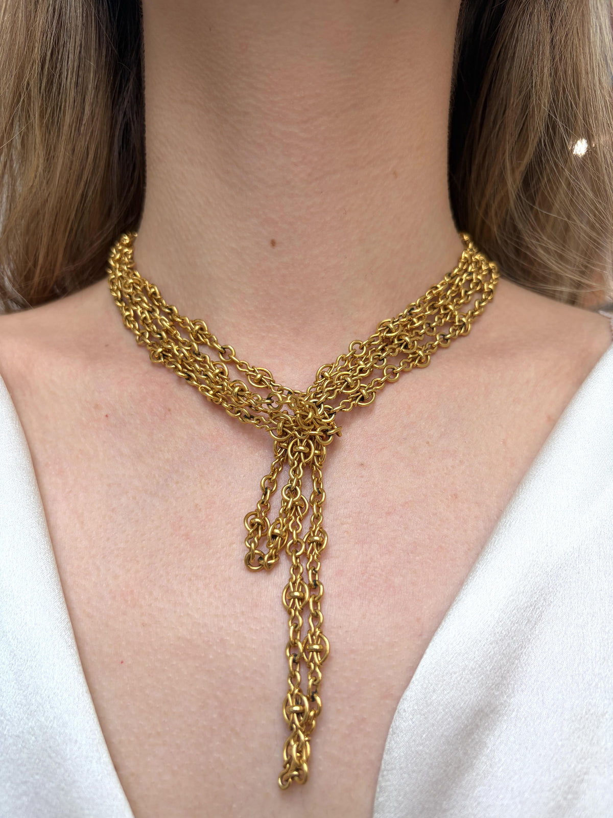 Victorian French Long Gold Chain 18k Yellow Gold