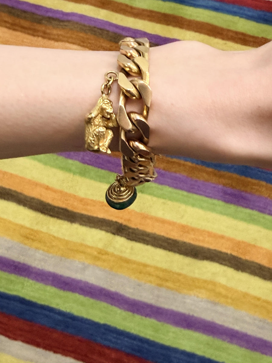 1970s Italian 18k Yellow Gold Gourmette Charm Bracelet, second view