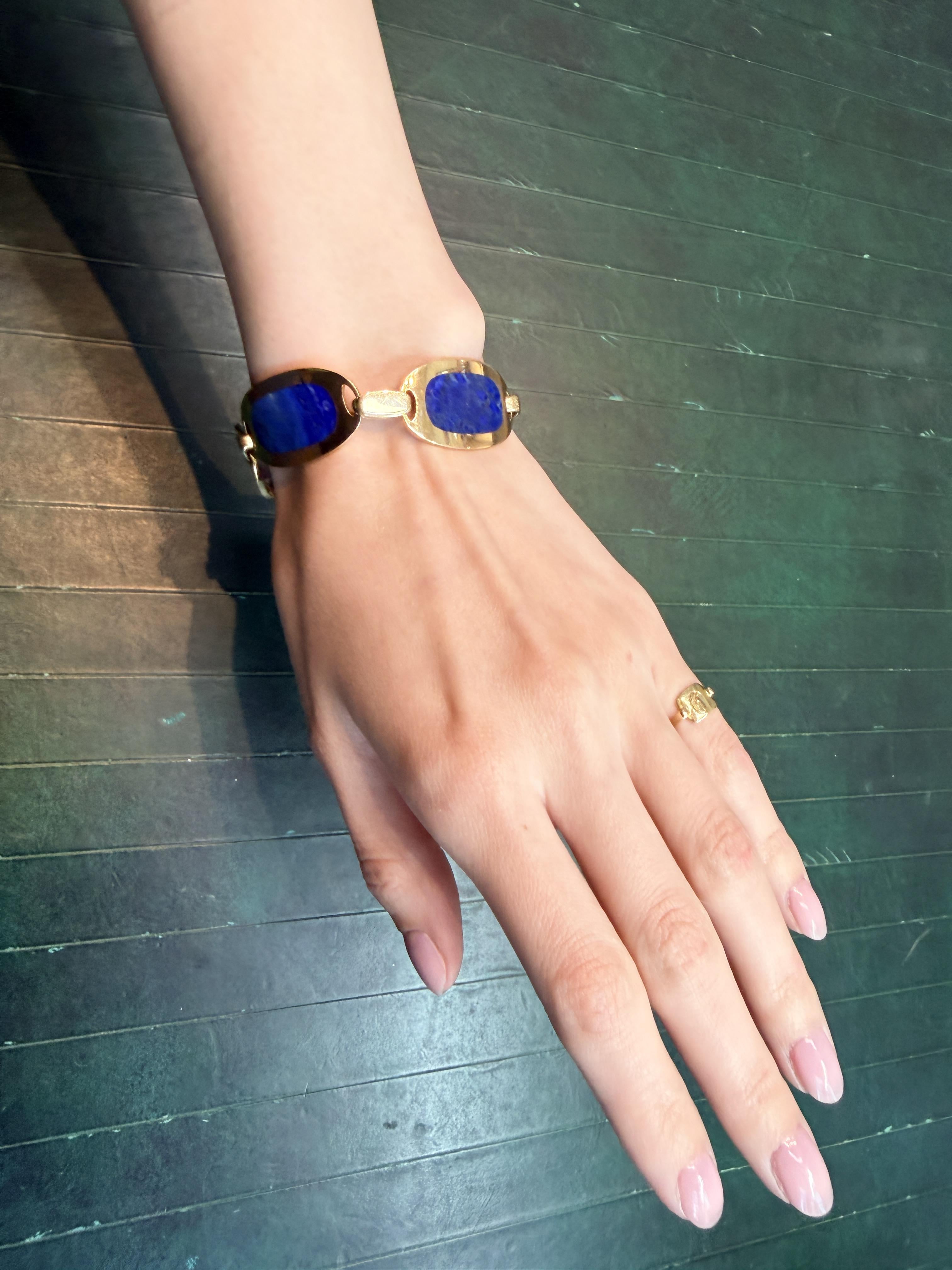 18K Gold Bulgari Lapis Lazuli Plaque Bracelet