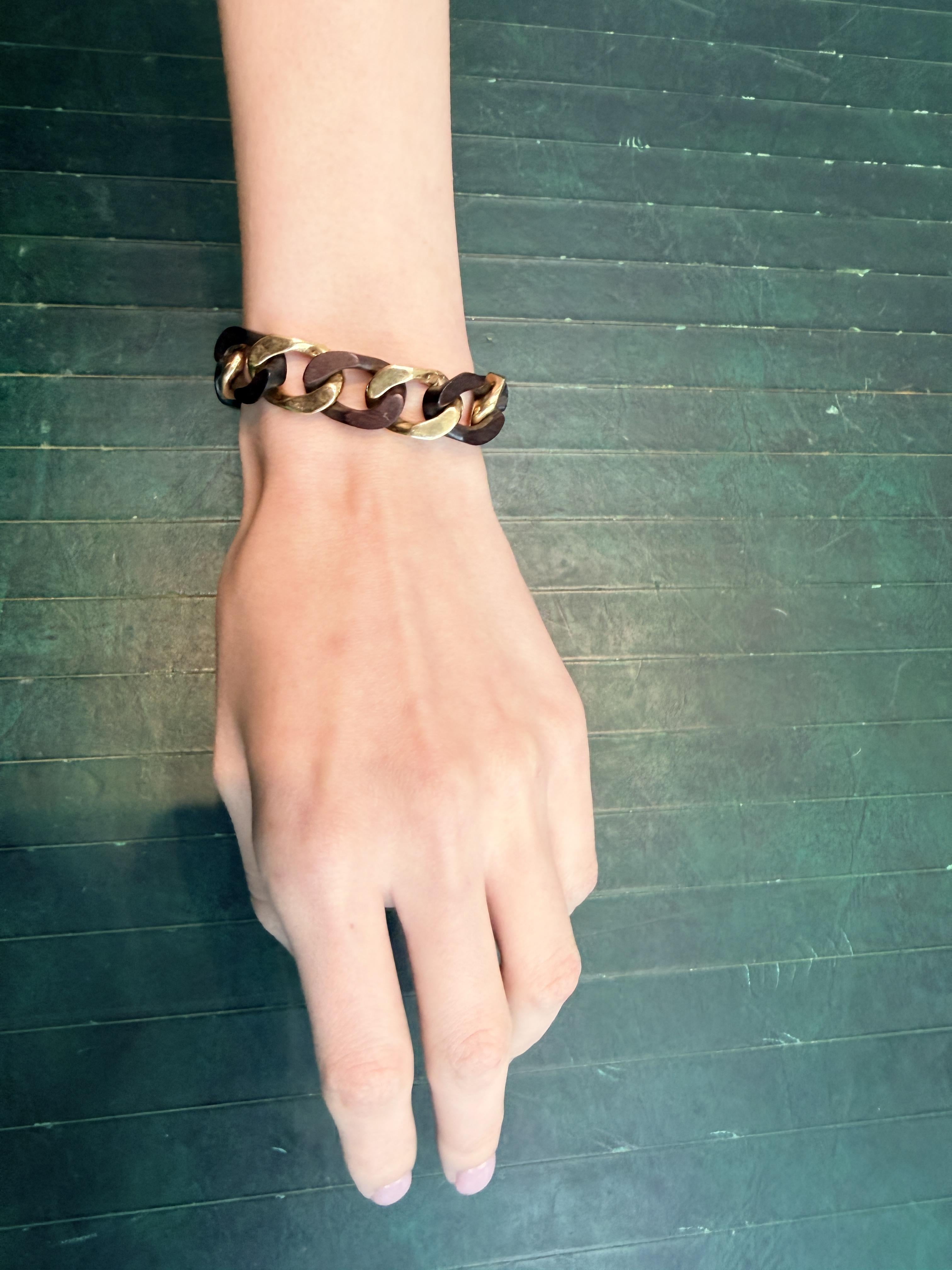 1970s Van Cleef & Arpels Gold and Wood Bracelet