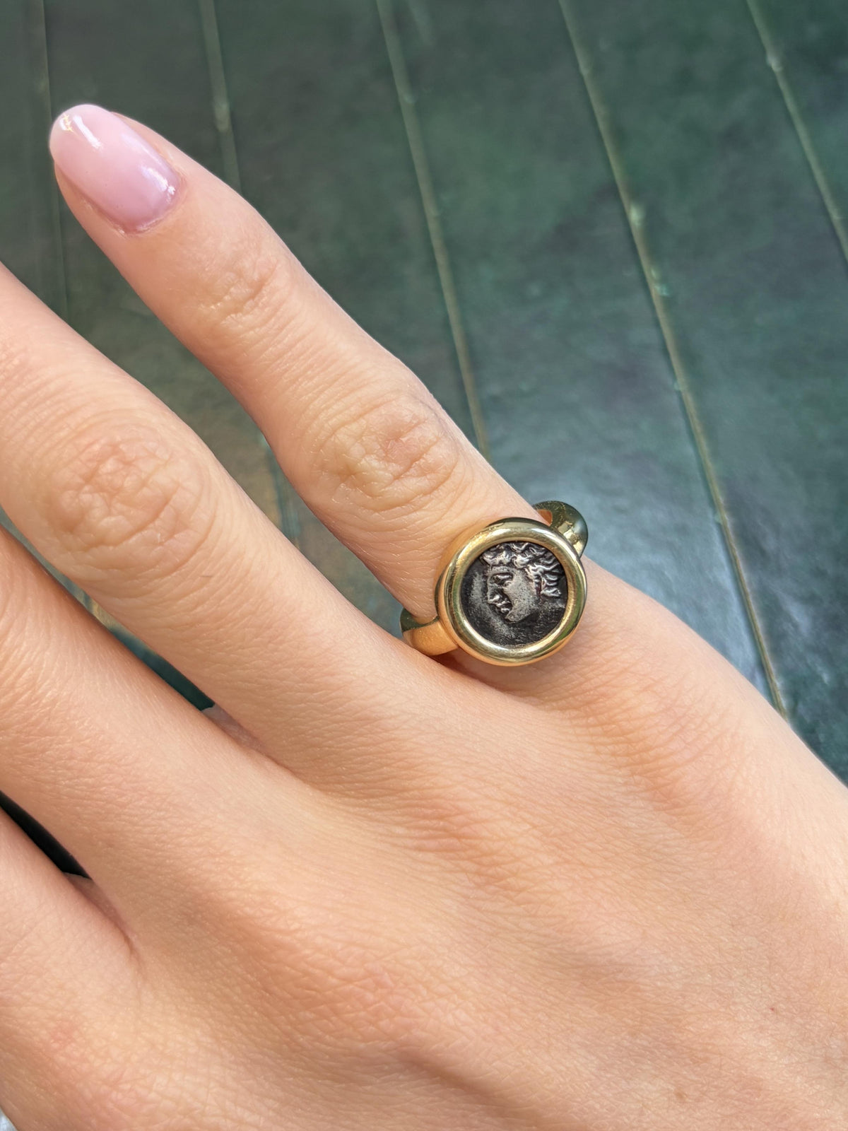 Bulgari Monete Ancient Coin 18K Gold Pinky Ring
