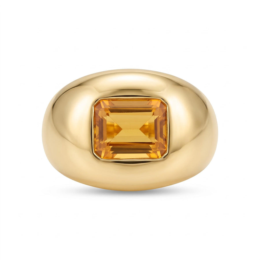 1980s Ostag Studio Bombé Citrine and Diamond Gold Ring