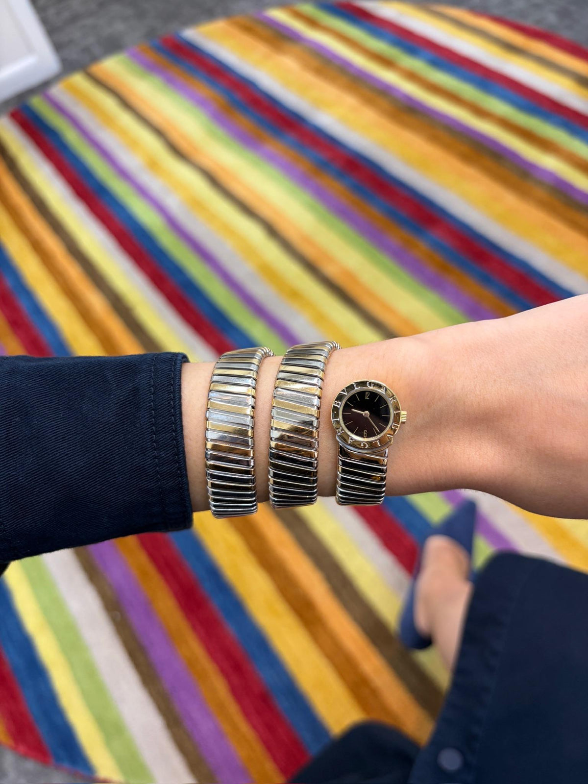 Vintage 1980s Bvlgari Two-Tone Tubogas Wrap Watch