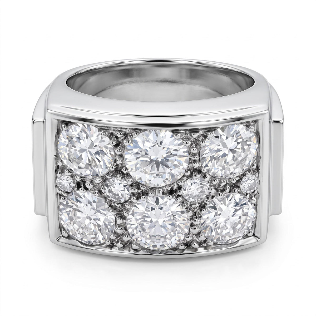 1930s French Art Deco Platinum and Old European-Cut Diamond Ring