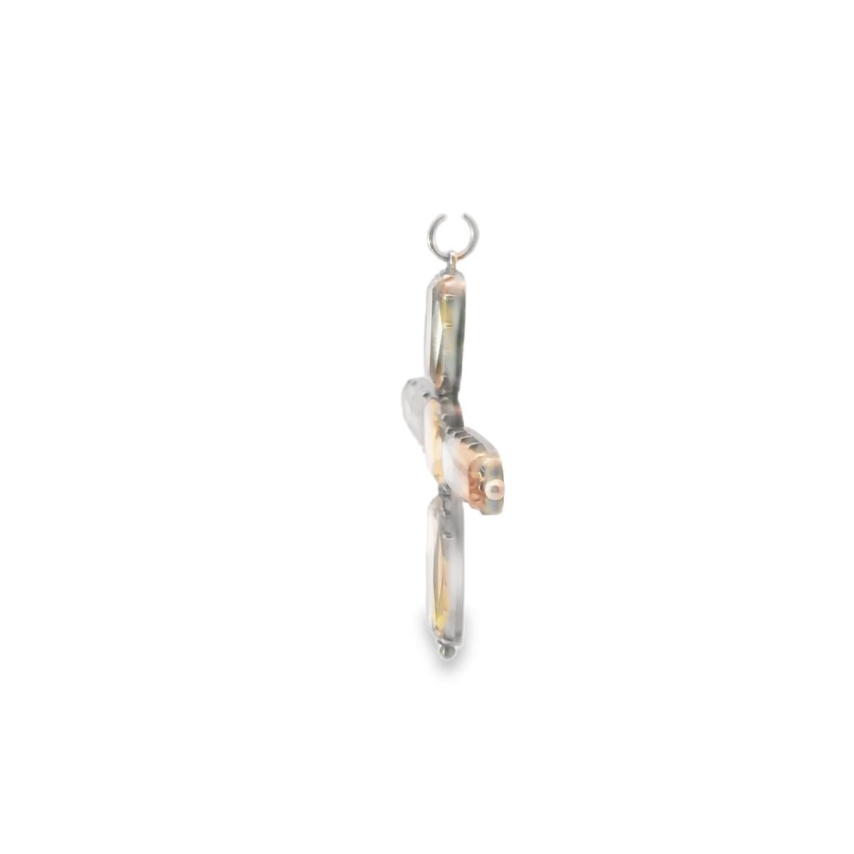 18k Gold on Silver  Victorian Cross  Topaz Pendant