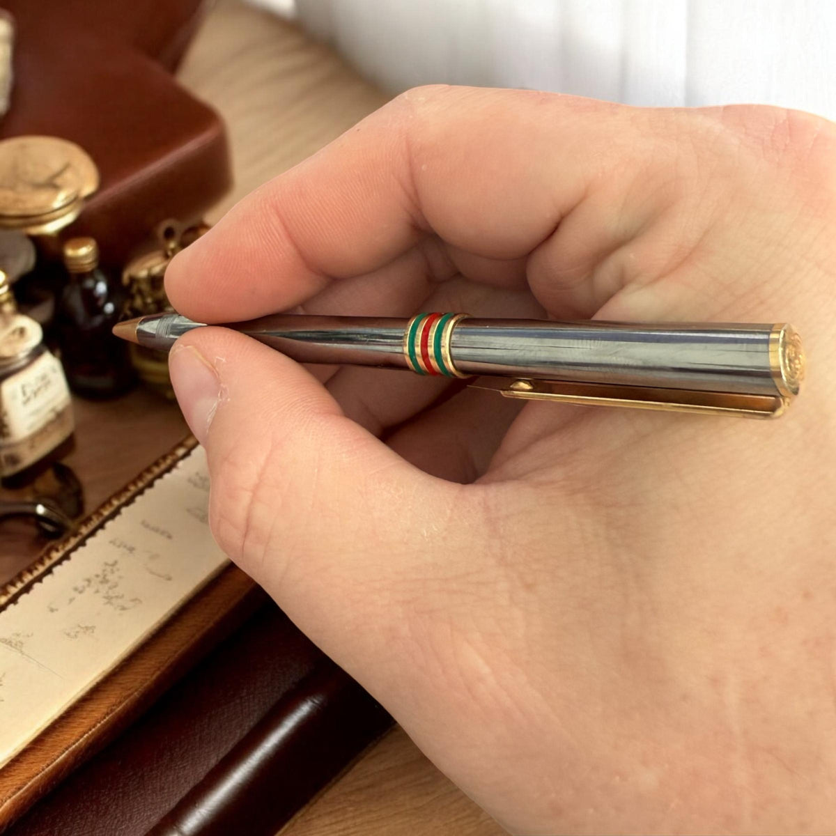 Gucci Stainless Steel Ballpoint Pen, 1990s, view 2