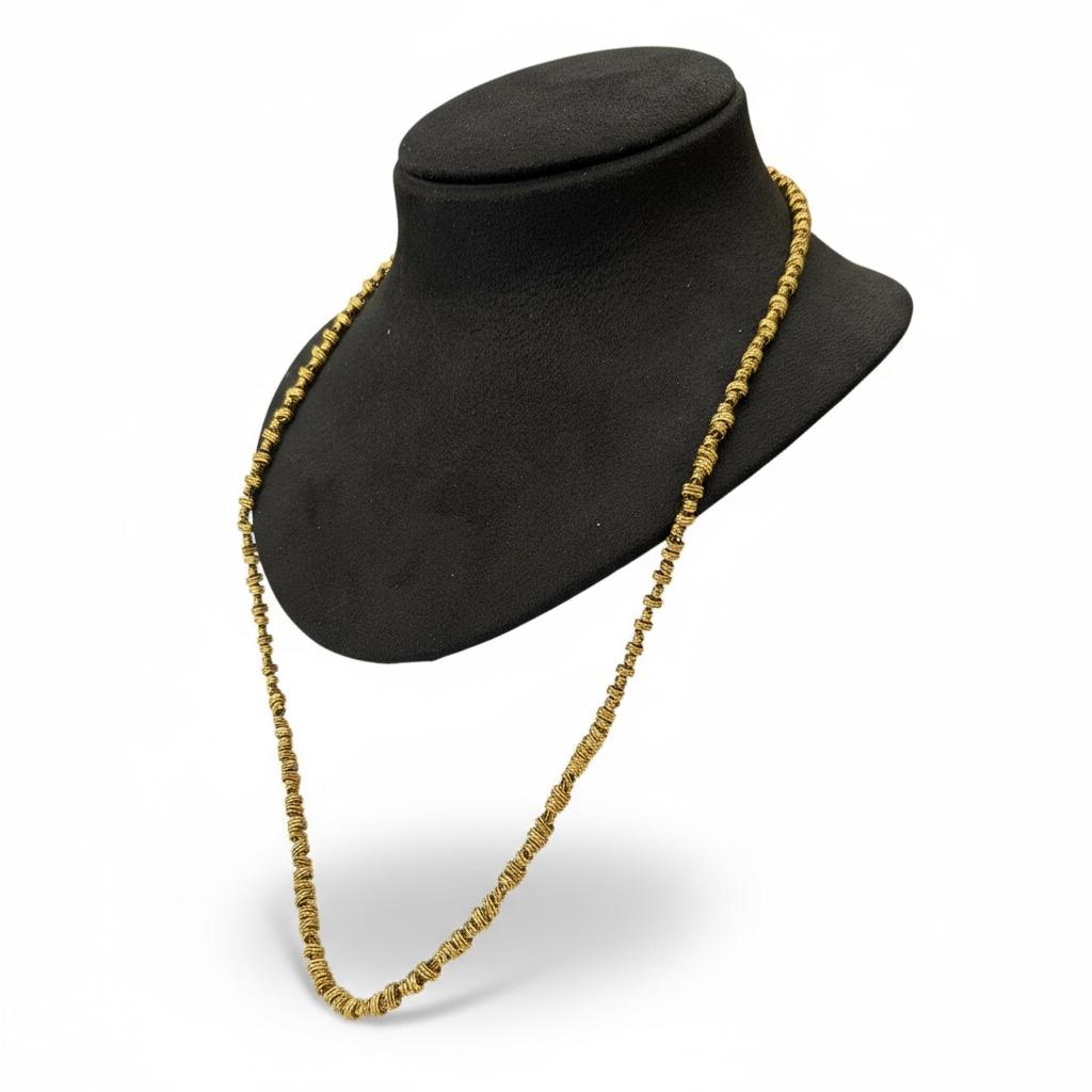 18K Gold Long Fancy Link Chain Necklace, 29” 1970's
