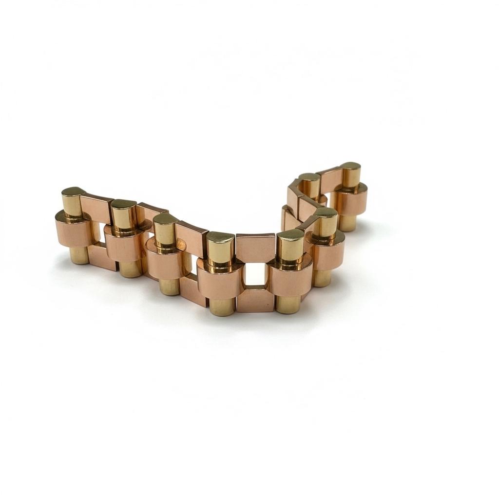 1940s French Retro Gold Brick-Link Bracelet