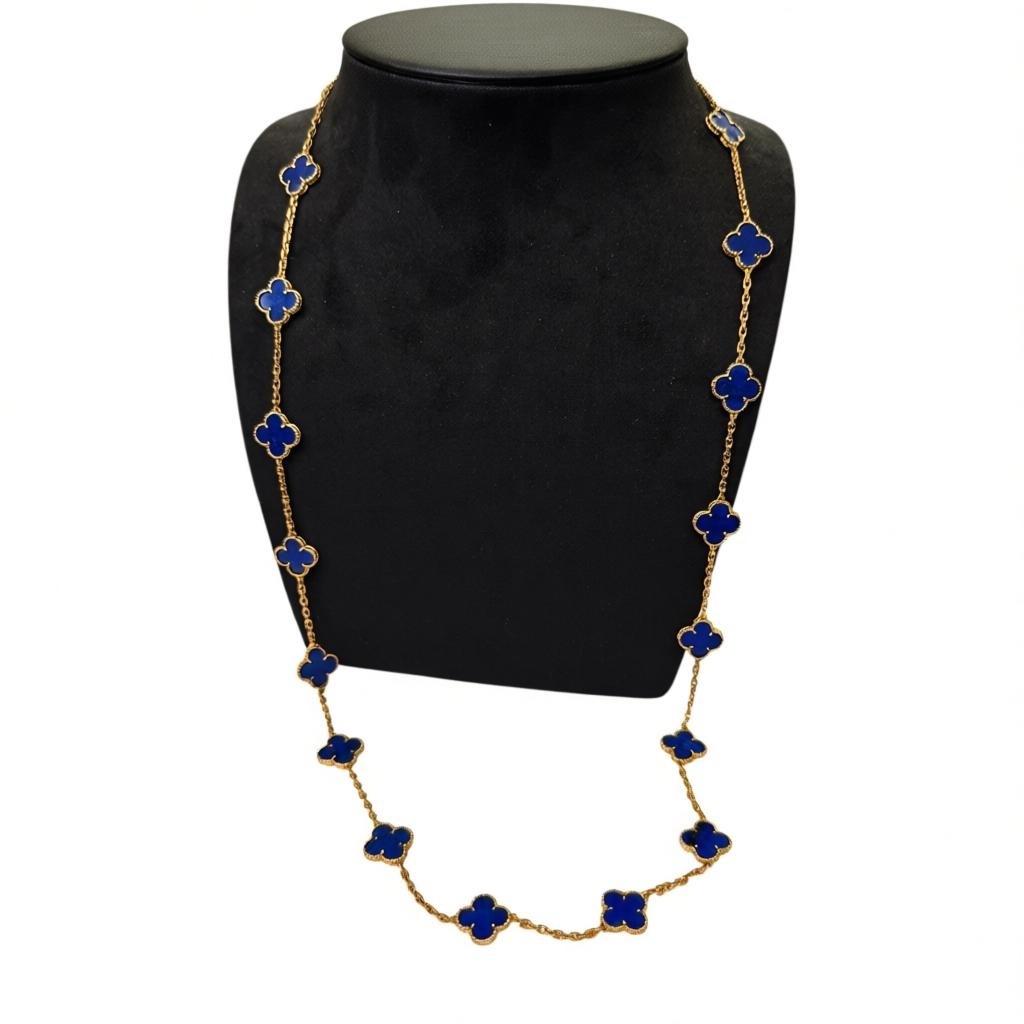 Van Cleef & Arpels Lapis Lazuli 20 Motifs Alhambra Necklace 1960's