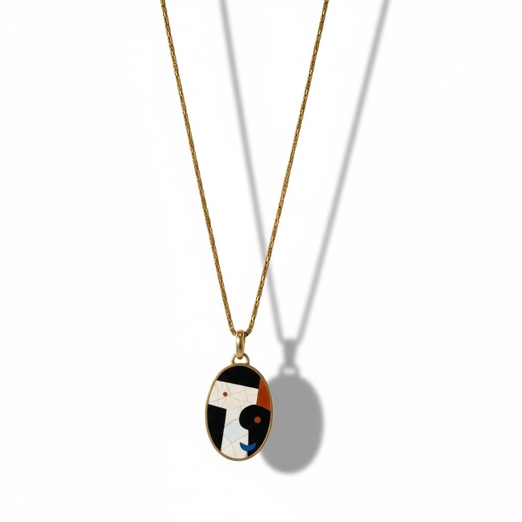 Bulgari Hardstone Inlay Pendant Necklace, 1974