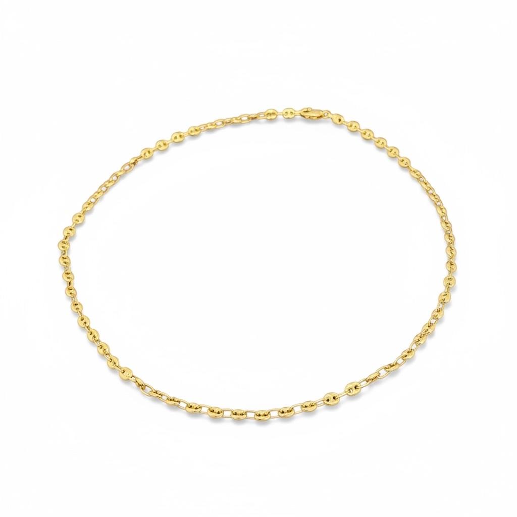 18k Yellow Gold Puffed Link Chain Necklace – 16 Inches