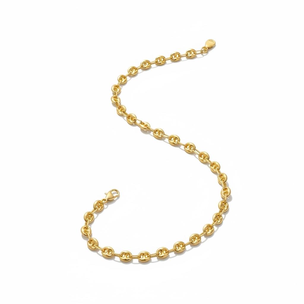 18k Yellow Gold Puffed Link Chain Necklace – 16 Inches
