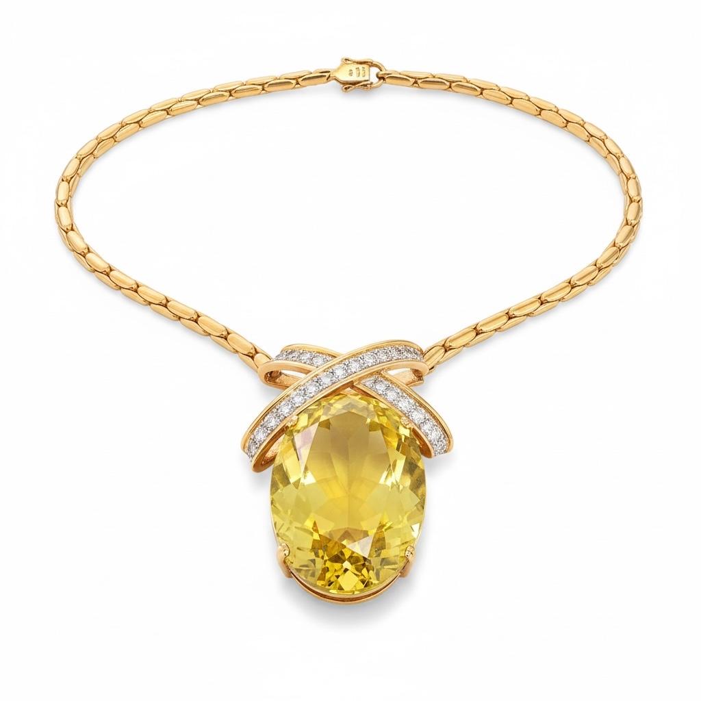 Tiffany & Co. Green Quartz and Diamond Collar Necklace by Paloma Picasso, c. 198