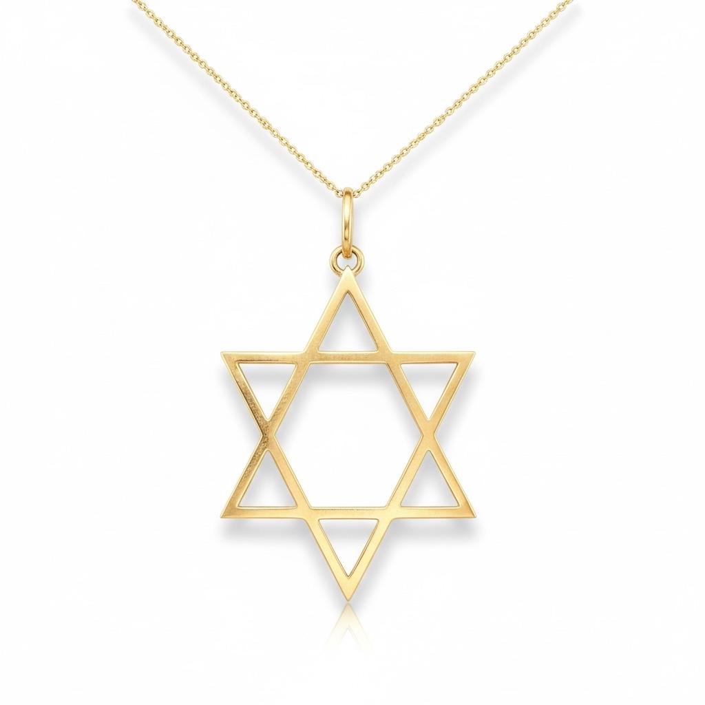 Large 1970s Magen David Pendant in 14k Yellow Gold