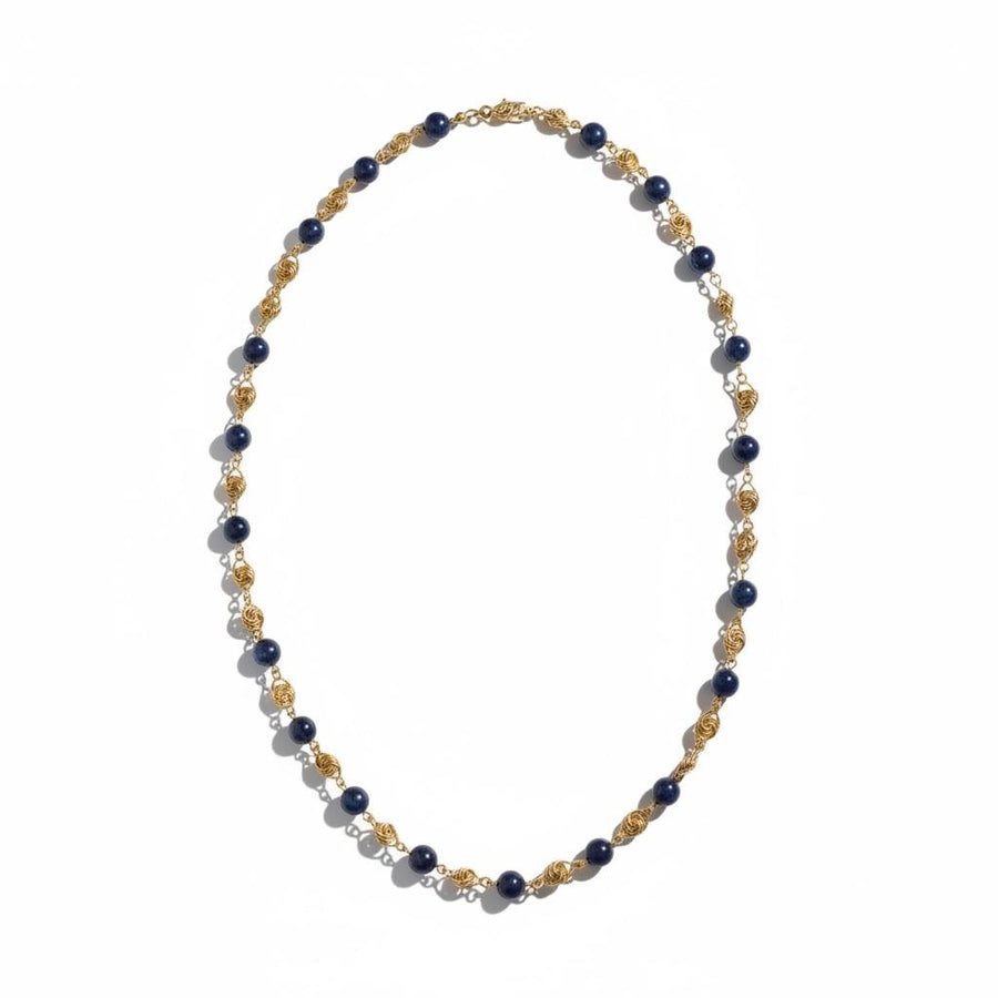 Italian Lapis Lazuli and Gold Bead Necklace, circa 1960s