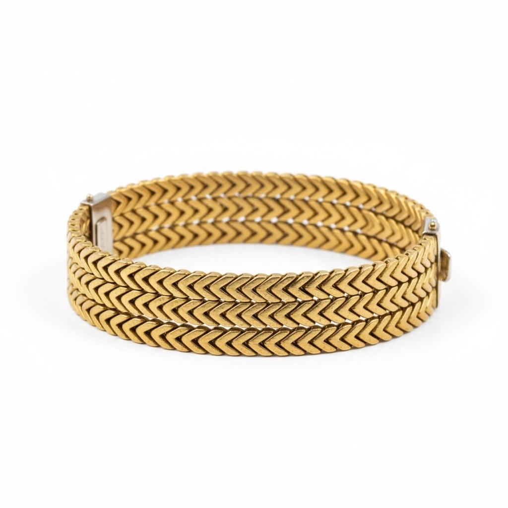 18K Italian Chevron Wide Bracelet