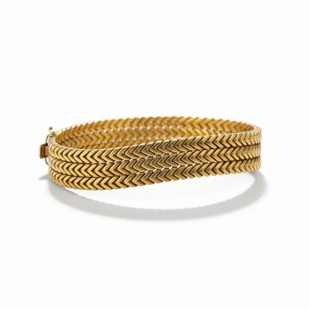 18K Italian Chevron Wide Bracelet