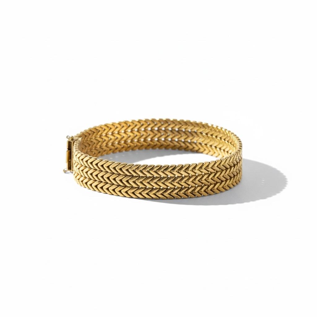 18K Italian Chevron Wide Bracelet
